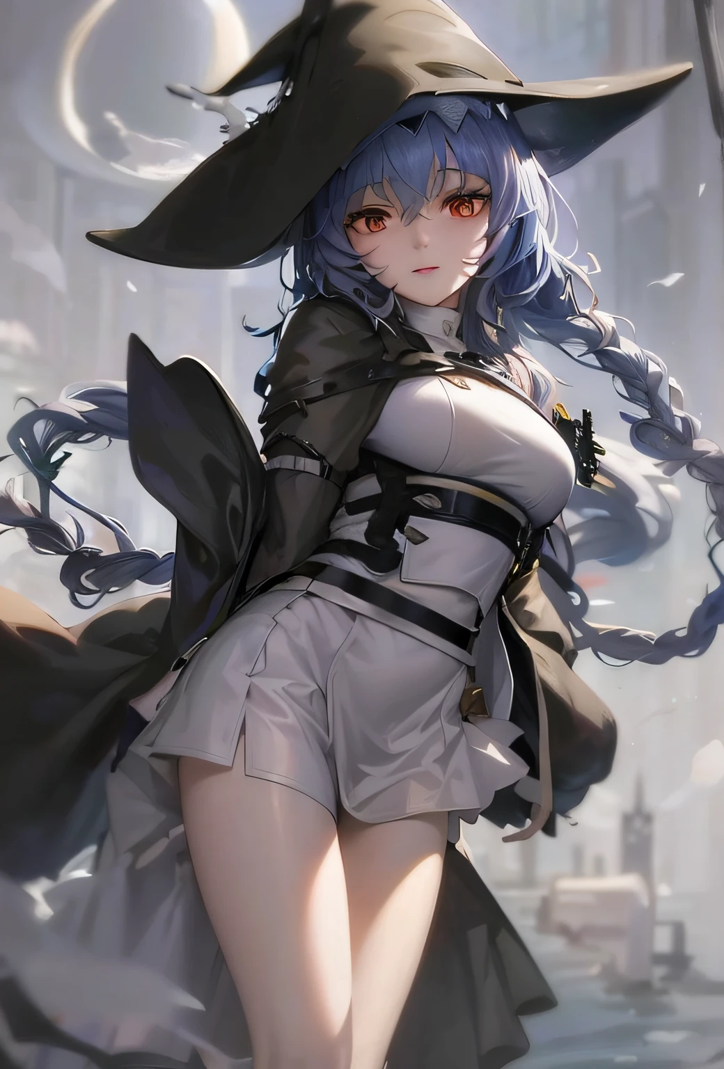 Anime girl posing for photo in witch hat and cape, Guviz, from girls frontline, girls frontline style, Fine details. Girl Front, From Arknights, Guviz-style artwork, Girls Frontline CG, Kantai collection style, girls frontline universe, Guweiz on ArtStation Pixiv, female anime character