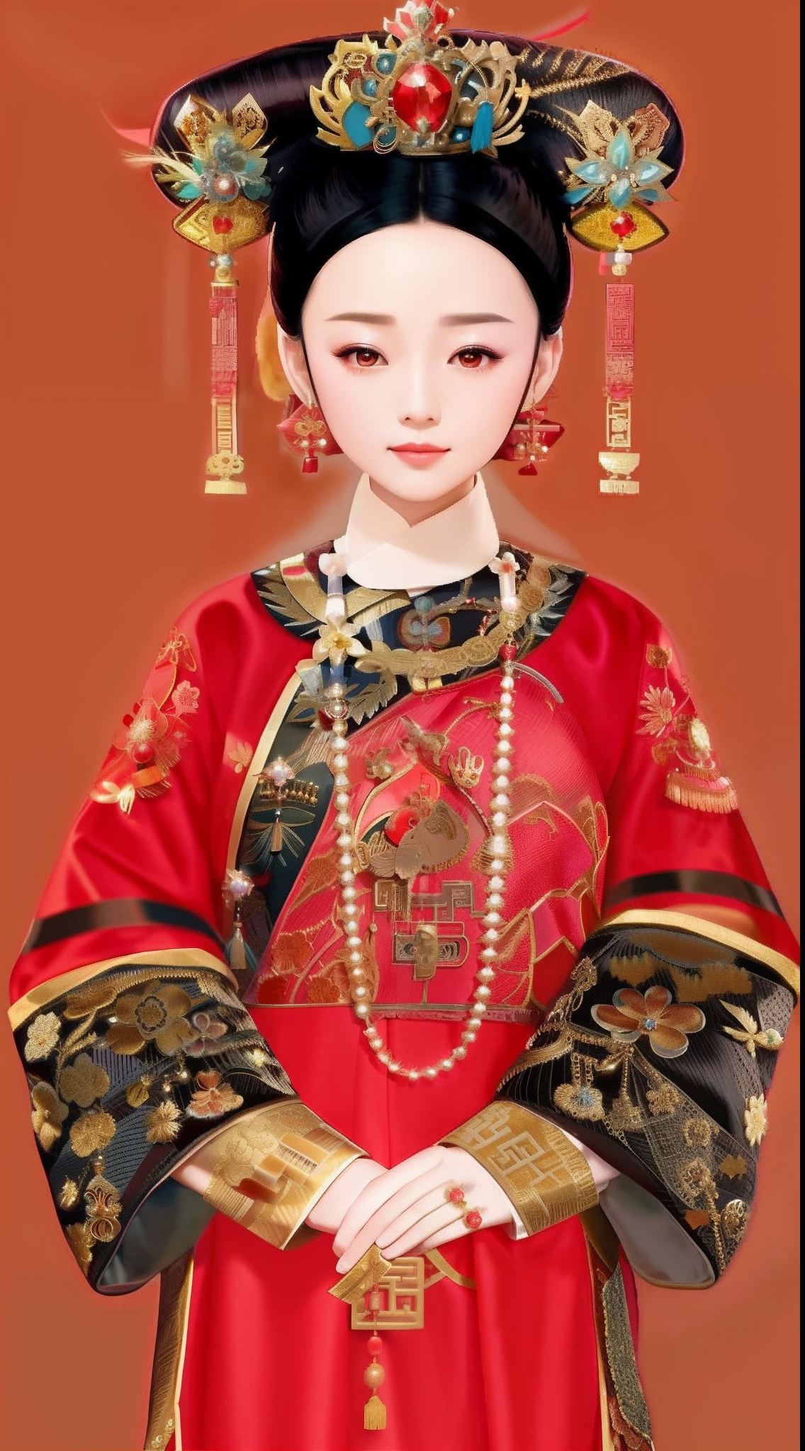 a woman in a red dress with a dragon on her head, ancient chinese princess, chinese princess, ancient asian dynasty princess, palace ， a girl in hanfu, chinese empress, wearing ancient chinese clothes, with acient chinese clothes, chinese costume, ancient china art style, wearing ornate silk clothes, a beautiful fantasy empress, traditional chinese, chinese dress