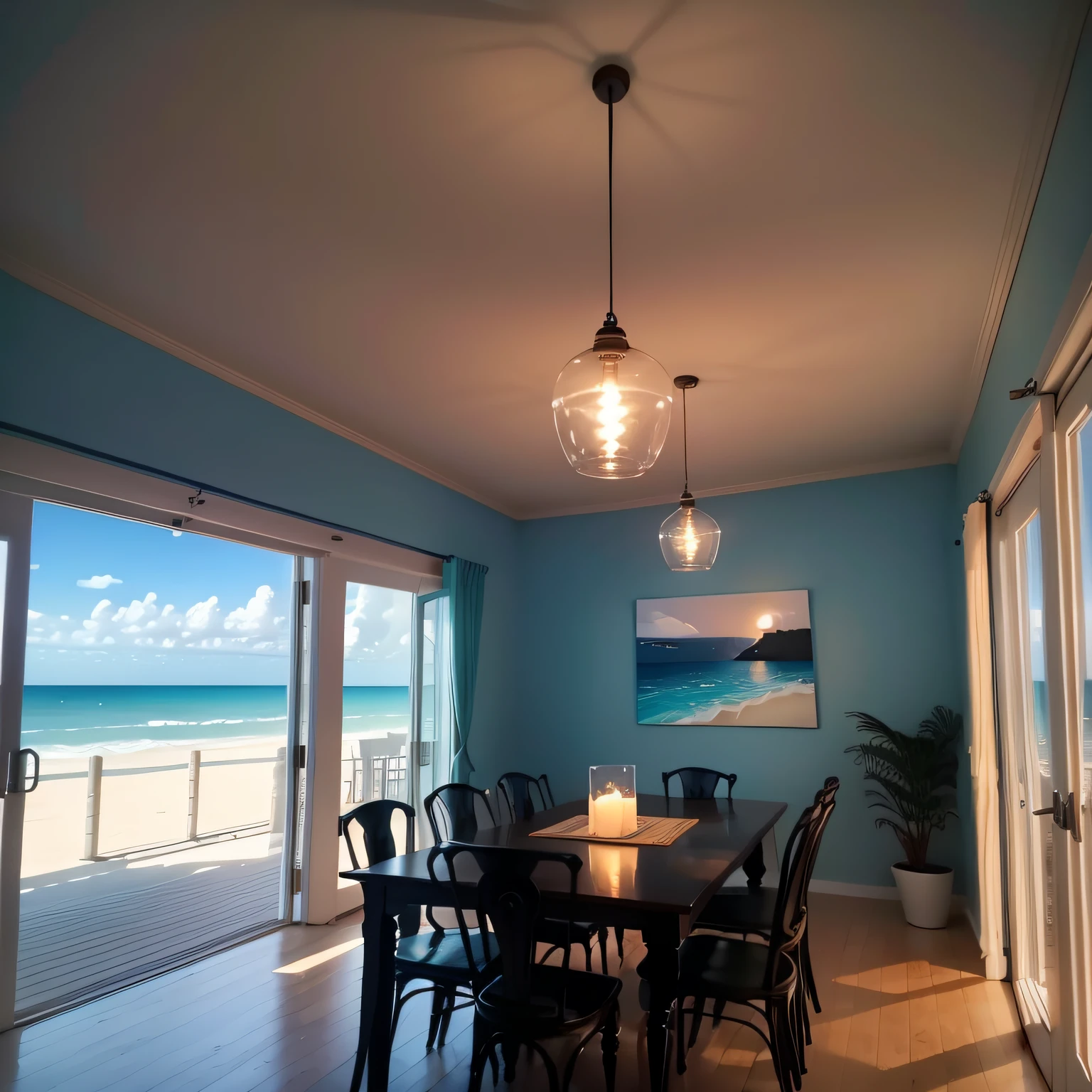 beach-themed dining room with Lighting the Space