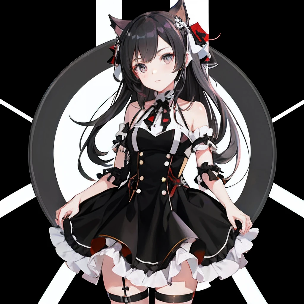Anime girl in black and white dress with black eyes, Cute anime waifu in a nice dress, (Anime Girl), anime moe art style, Kantai Collection Style, anime girl wearing a black dress, noire, Gothic Maiden anime girl, azur lane style, from the azur lane videogame, Anime girl with cat ears, demon anime girl, Anime Waifu