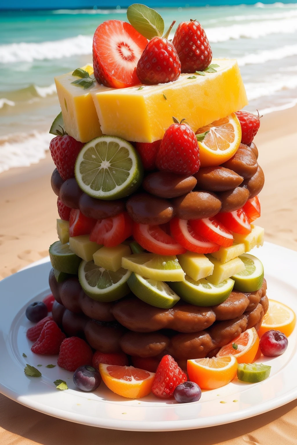 no humans, salada de frutas na praia