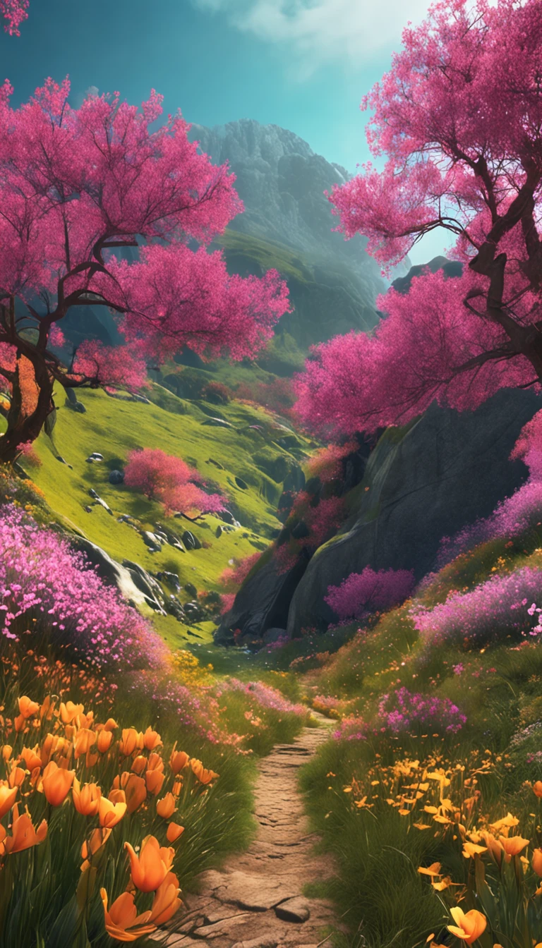 springtime,Spring has sprung,Full of life,A man walks through the valley