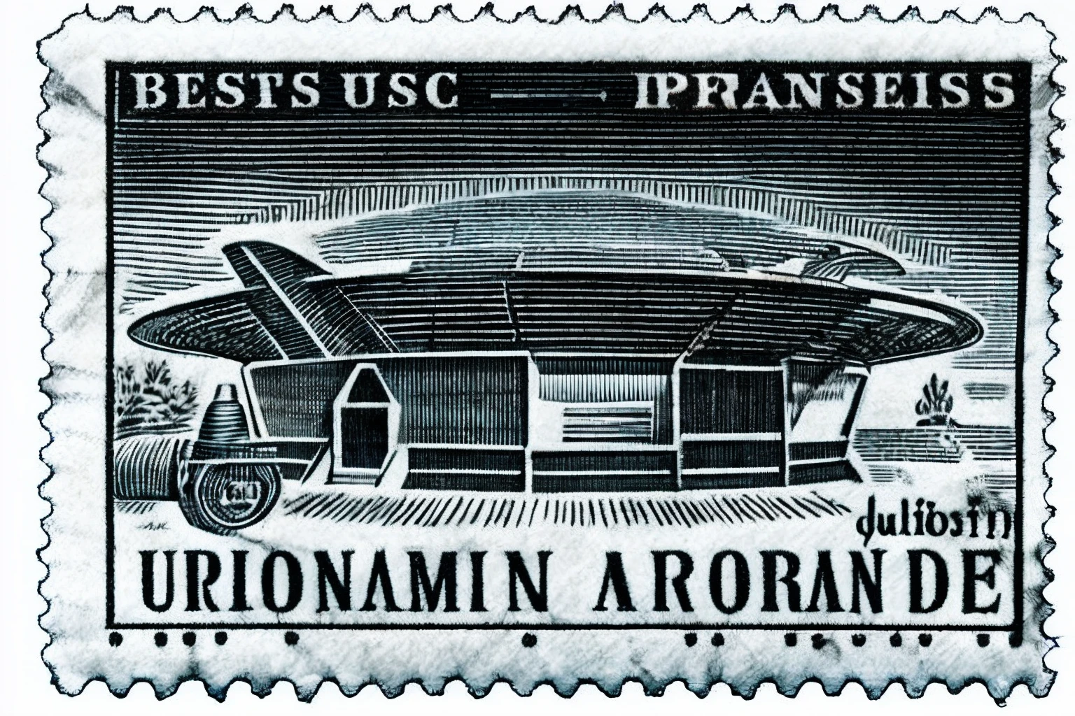 best quality,stamp,design_on_black_background,UFO Invasion Farm