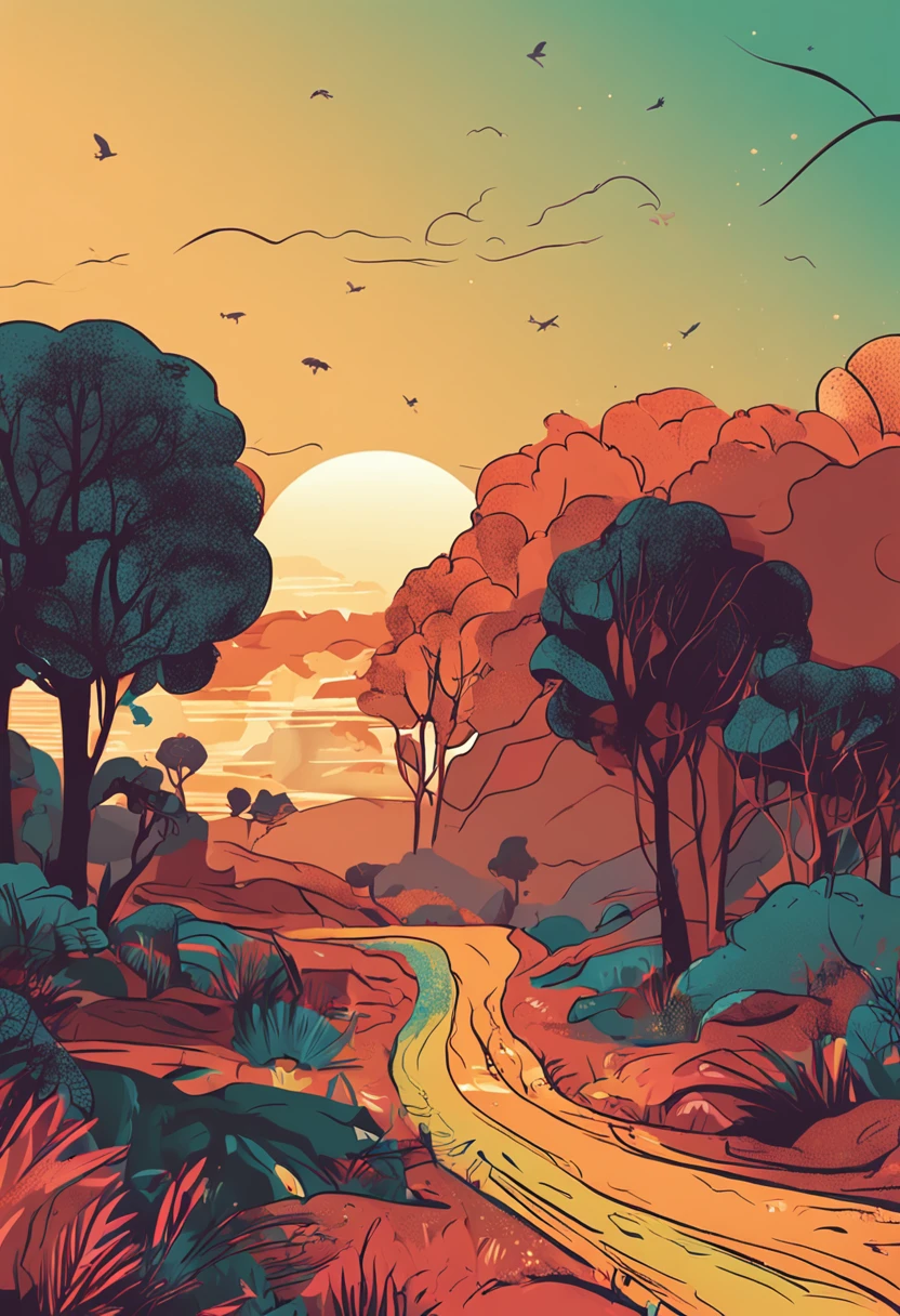 Na floresta de bordo，Os olhos expectantes da menina，queda de folha，Vento leve [Imagem de fundo: A landscape that represents overcoming and personal growth, como um nascer do sol sobre um campo verdejante.]
**Destaque Visual:** A road that stretches to the horizon, simbolizando a jornada de cura e crescimento.
**Elementos Visuais Adicionais:** You can add elements such as falling leaves, representing the transformation process, or joined hands, symbolizing the search for connection and healing.
**Paleta de Cores:** Cores suaves, como azul claro, verde e tons terrosos, transmitindo calma, Hope and resilience.
