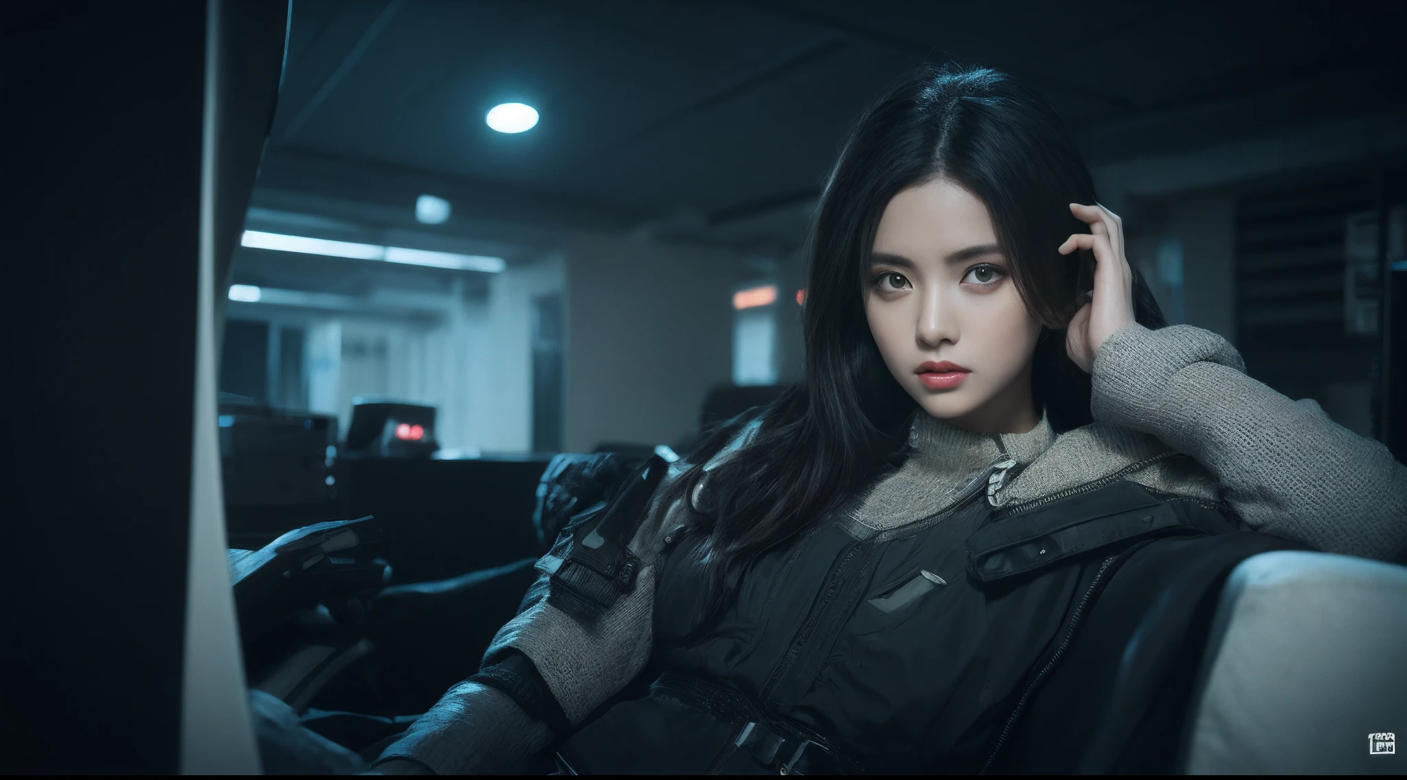 award winning,3D, A beautiful cyberpunk female image,battledress,hdr(HighDynamicRange),Ray traching,NVIDIA RTX,Hyper-Resolution,Unreal 5,Subsurface scattering、PBR Texture、post-proces、Anisotropy Filtering、depth of fields、maximum definition and sharpness、Many-Layer Textures、Albedo e mapas Speculares、Surface coloring、Accurate simulation octane rendering of light-material interactions、Two-colored light、largeaperture、Low ISO、White balance、the rule of thirds、8K raw data、blackstockings,character design,juesesheji