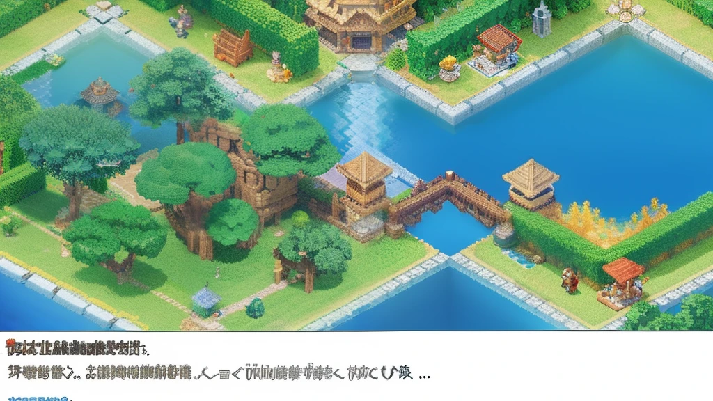 鸟山明风格,Flat pixel games《dragon quest》,Game scene design,(a paradise:1.4),16-bit pixels