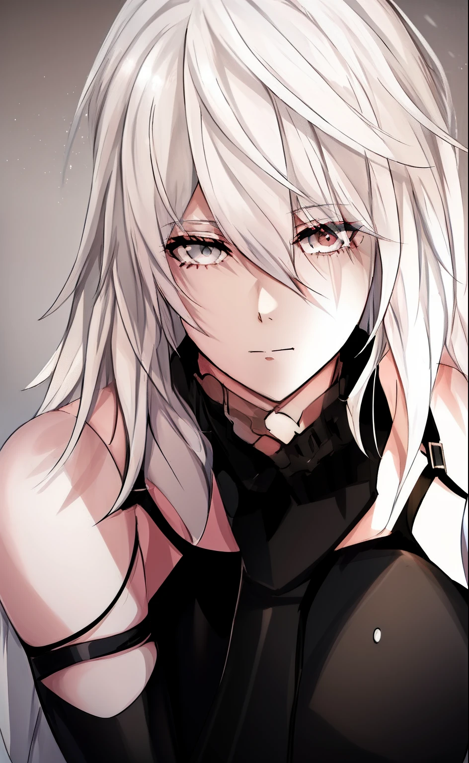 anime girl with white hair and black top posing for a picture, white haired, girl with white hair, tifa lockhart with white hair, white haired deity, perfect white haired girl, white haired lady, nier autoamata, white-haired, hajime yatate, nagito komaeda, silver haired, detailed anime character art, 2b nier automata