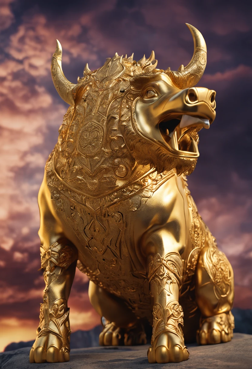 Golden boar,Background God々Holy Land of、Sacred places、Golden boar front、Face Up