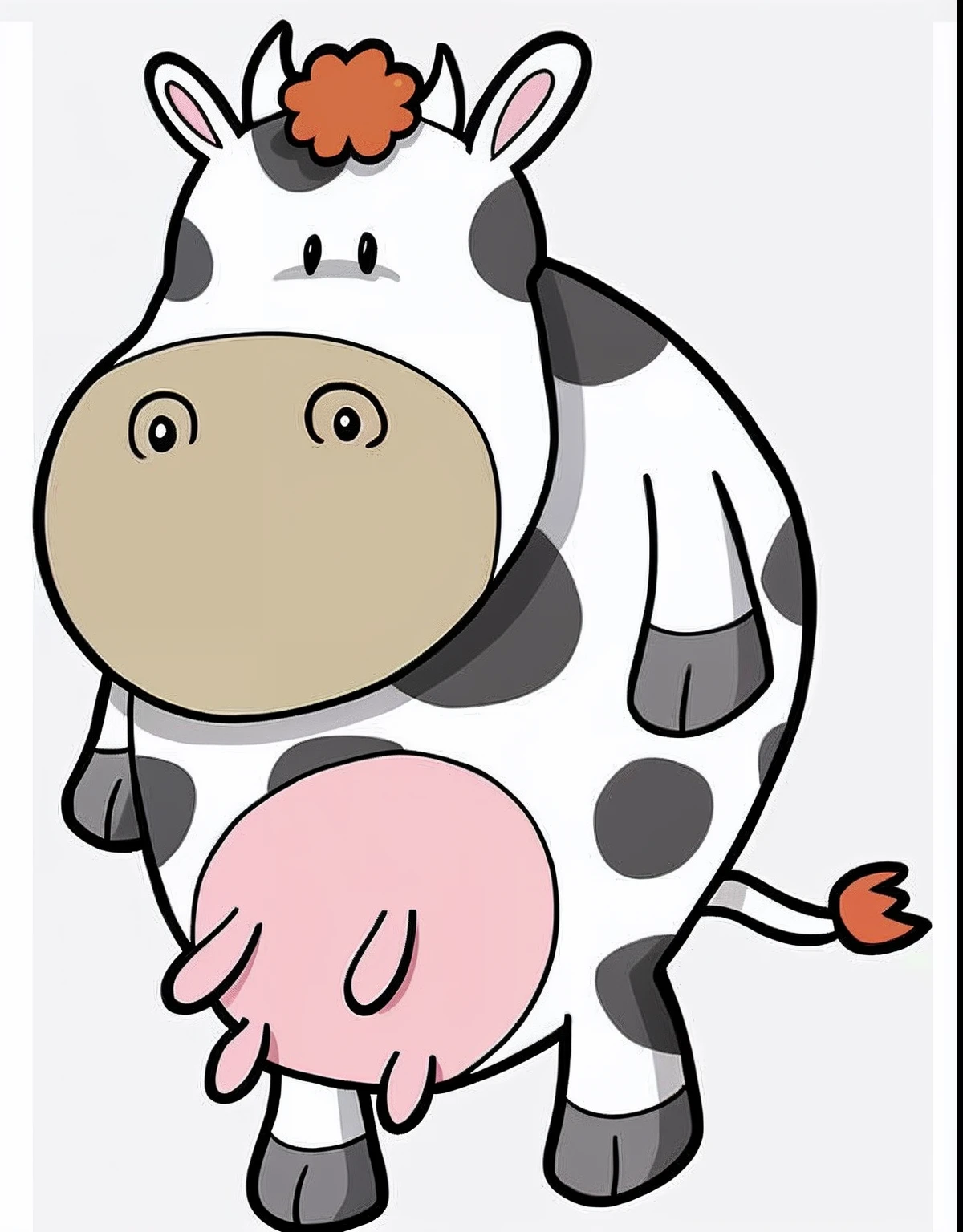 Cartoon cow with pink chest pads, cow, taur, random cows, Cows, Campi. Cow clothing and udders, The second...Like a calf, hd illustration, Fantastic ， mikecow, a cow, flying cow, tokio aoyama, “portrait of a cartoon animal, by Murakami, drawn with photoshop, XQ cows