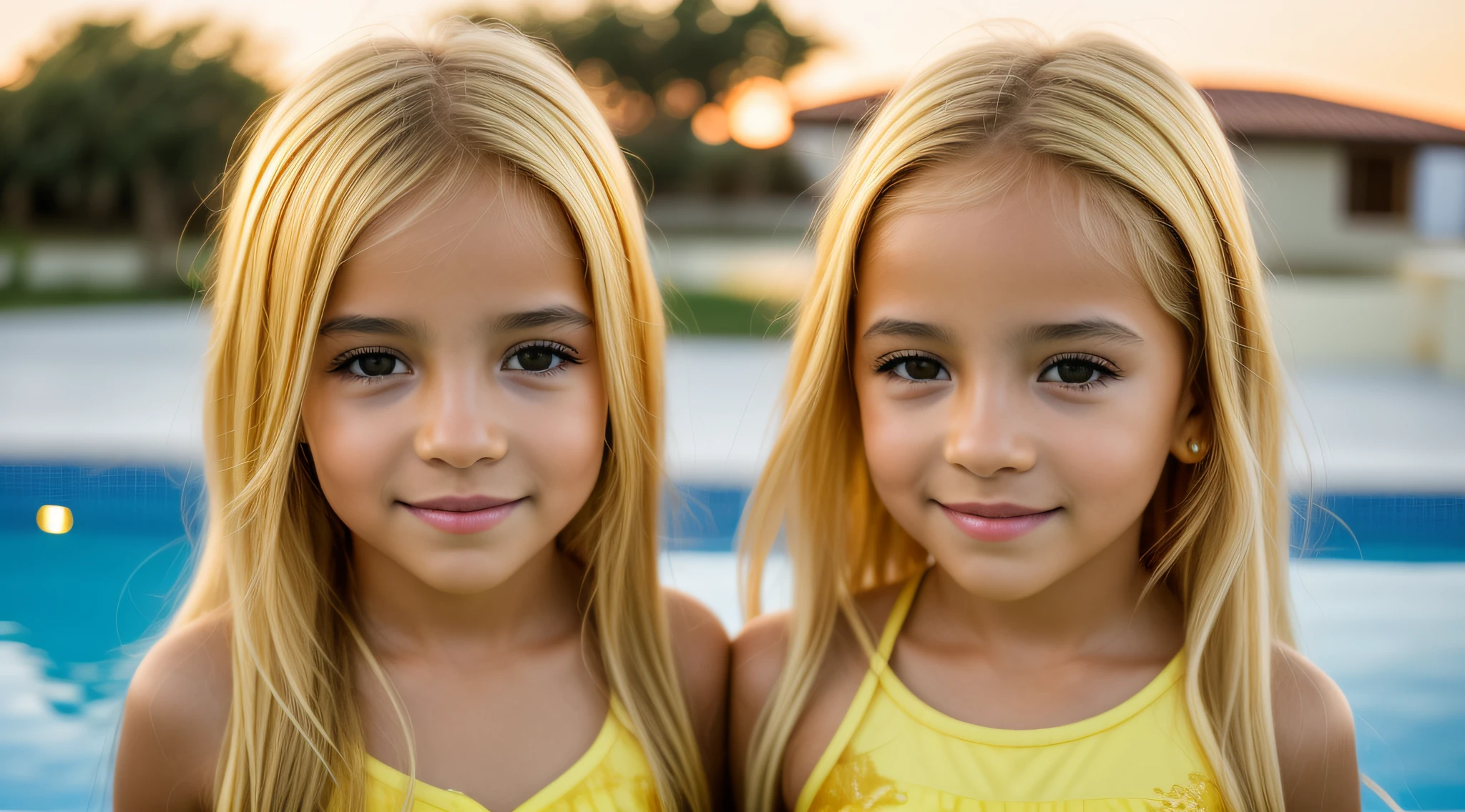 girls, BLONDE LONG HAIR com um capuz vermelho, There is a yellow roof with a swimming pool and a sunset, ouro cintilante, brilho dourado, Hora de Ouro Brilhante, gold refractions off water, ouro brilhante, luz dourada, brilho dourado, brilhante, liquid gold, golden hour lighting, Brilhando, dourado brilhante, brilho dourado, Hora de Ouro, morning golden hour, formas douradas
