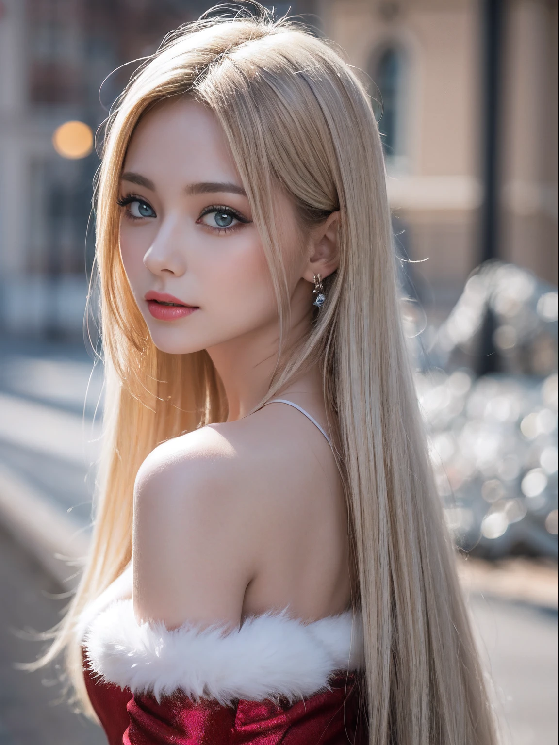 portlate、Alice in Wonderland、Blue sky、Bright and very beautiful face、Young shiny shiny white shiny skin、Best Looks、Platinum blonde hair with dazzling highlights、finer hair、beautiful long back hair that is very straight,,,,,,,,,,,,、Super long silky straight hair、Beautiful bangs that shine、Glowing crystal clear big blue eyes、very beautiful nice beautiful girl、Red dress