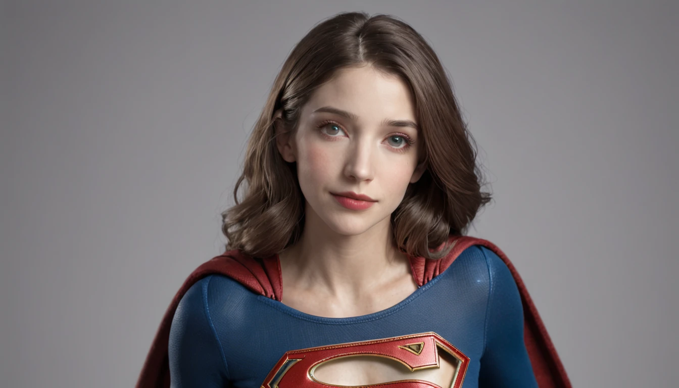((Emily Rudd wearing Supergirl costume:1.2), 8k ultra-detailed, Ray-traced)