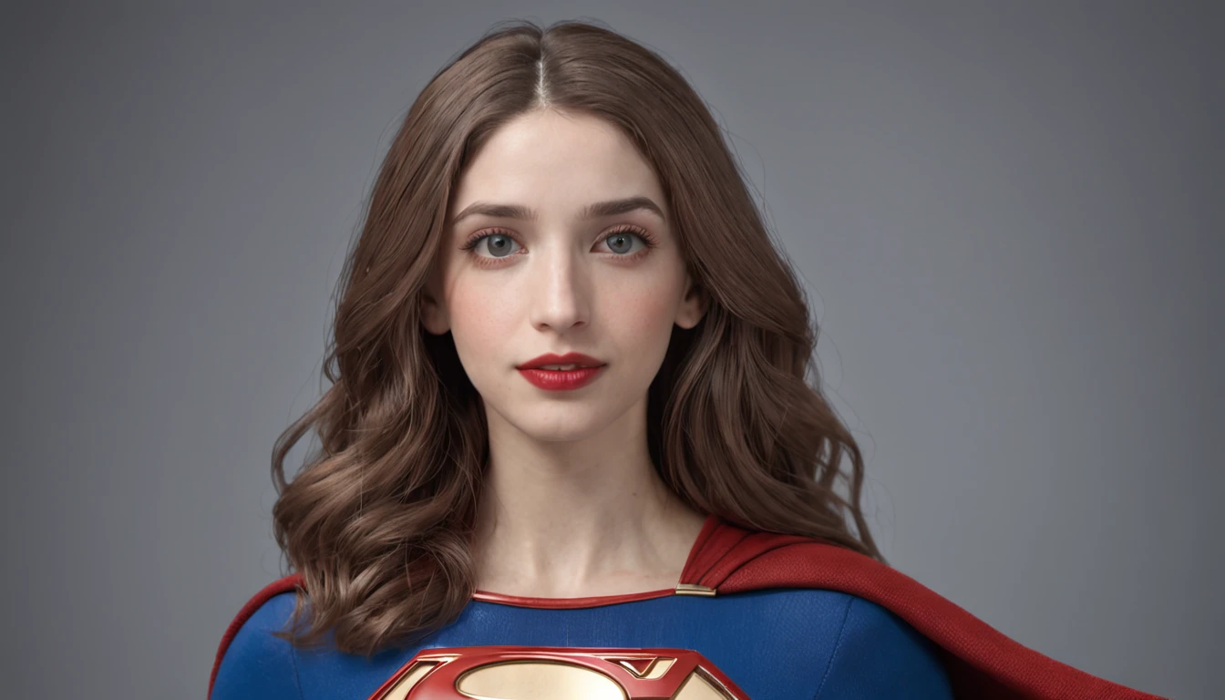 ((Emily Rudd wearing Supergirl costume:1.2), 8k ultra-detailed, Ray-traced)