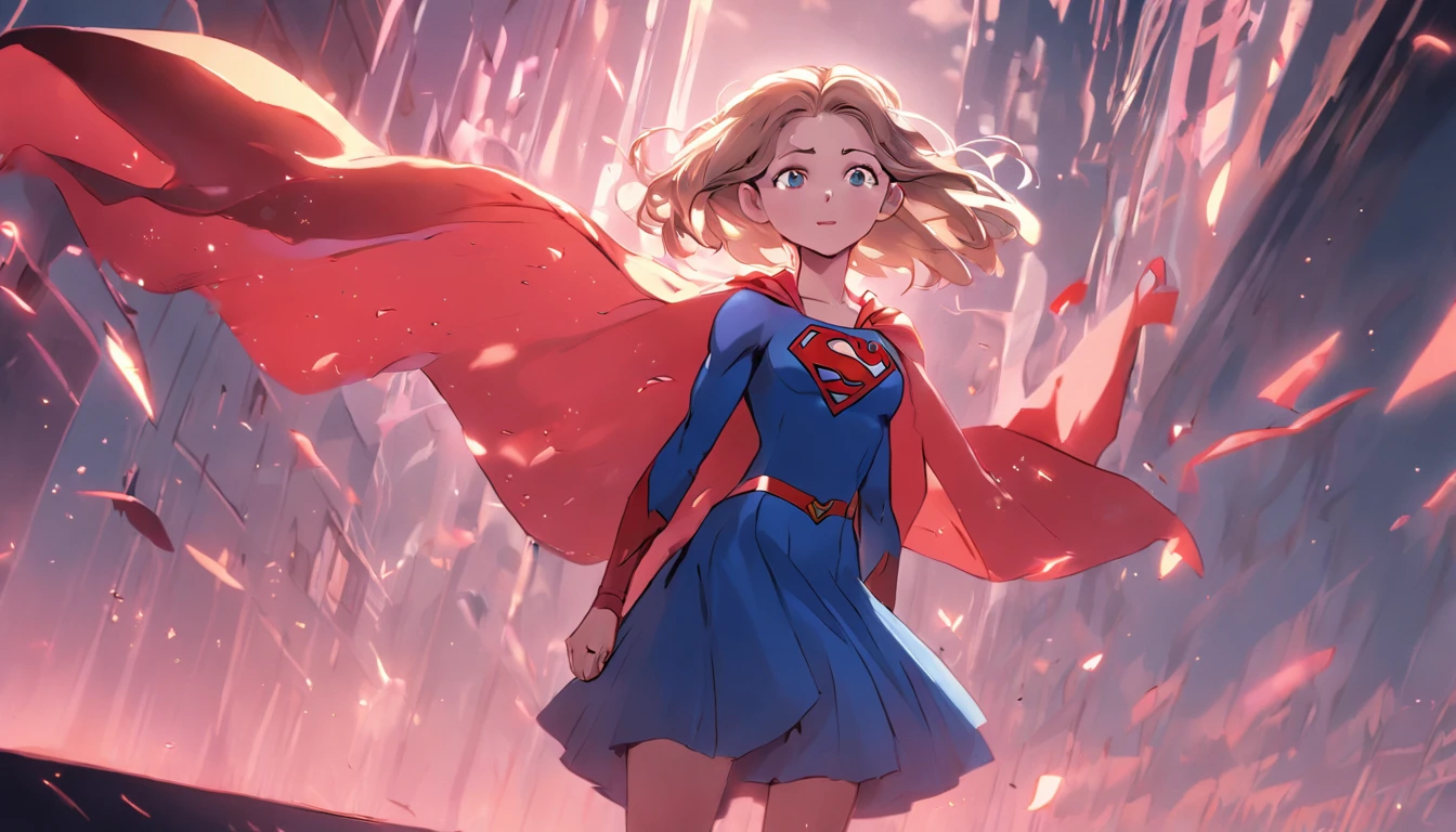 ((Emily Rudd vestindo fantasia de Supergirl:1.2), 8k ultra-detalhado, ray-traced)