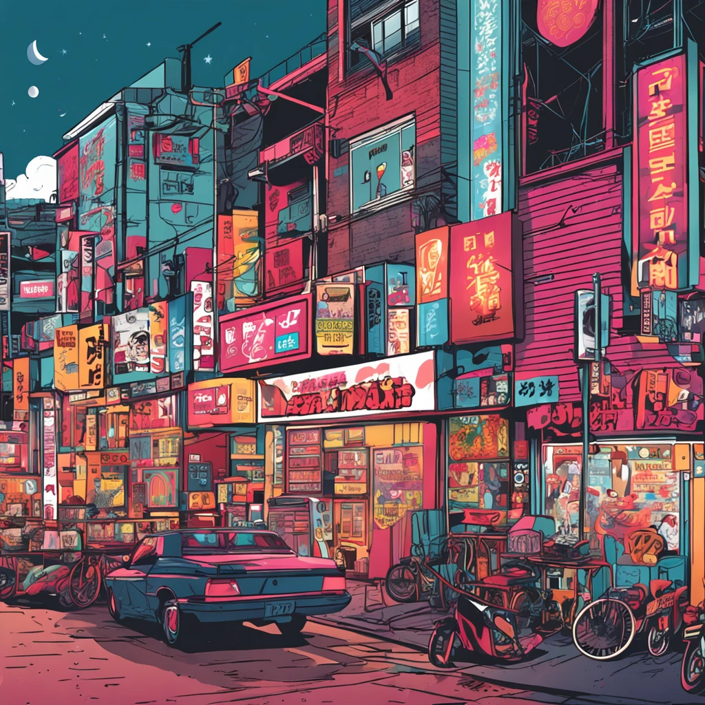 Posters inspired by the aesthetics of the 90s, including anime, arcade, Nostalgic and colorful colors,Kichijoji