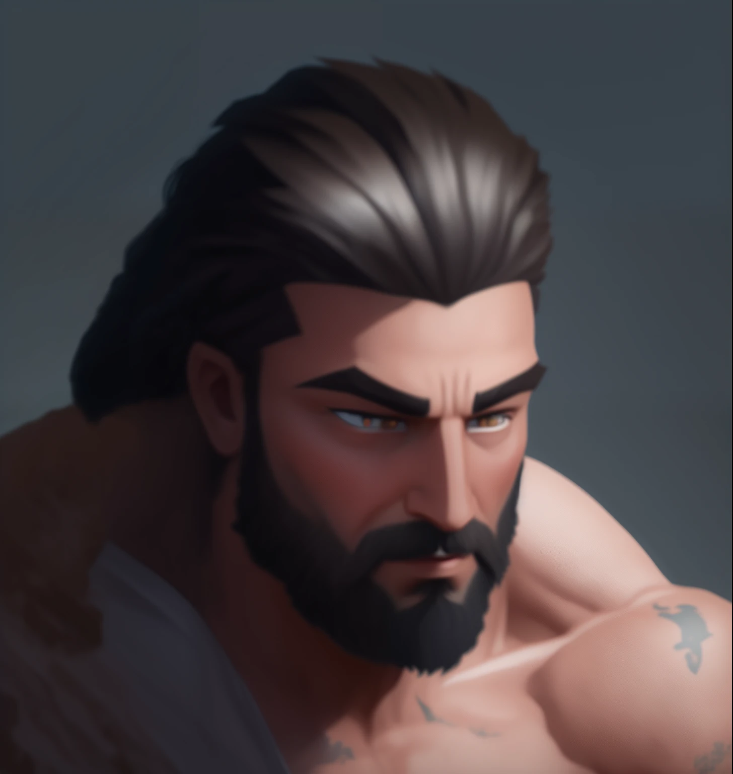 (((1boy))) (male) ((front view)) ((facing viewer))
Handsome, very detailed flawless face, detailed open blue eyes, very handsome, epic, heroic, pale skin, shaved.
(muscular) bodybuilder, ((big muscles)), ((large pectorals)), narrow waist, ((Very, very long hair, in a mullet cut, purple and blue gradient)),
seductive smile, Realistic face, realistic eyes, topless, mismatched pupils, Swear,
((((Almost naked)))), illidan, beast horns, full body, muscular legs, beefy ass, pubic hair, fender,
Highly detailed art, dramatic volumetric light, artstation, beautiful modern illustration, ((anatomically correct)).