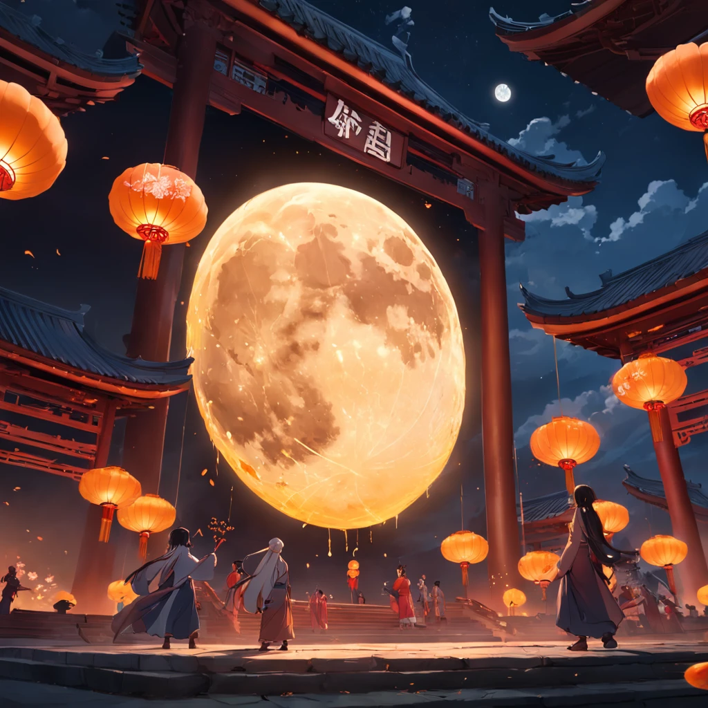 edgBunny,Full moon,Moon cake,mid-autumn festival,Matte painting, Highly detailed, Dynamic lighting, Cinematic, Realism, Realistic, photoreali, Sunset, Detailed, High contrast, denoised, Centered, Michael Whelan