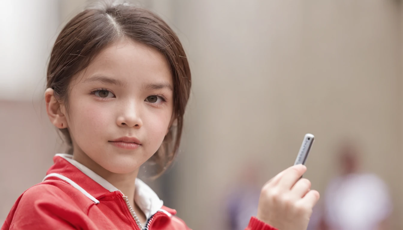 An  in a red tracksuit plays in a badminton hall，Waving a racket is very serious，The arena is very big，Bright and clean, The venue is very crowded，photograph realistic