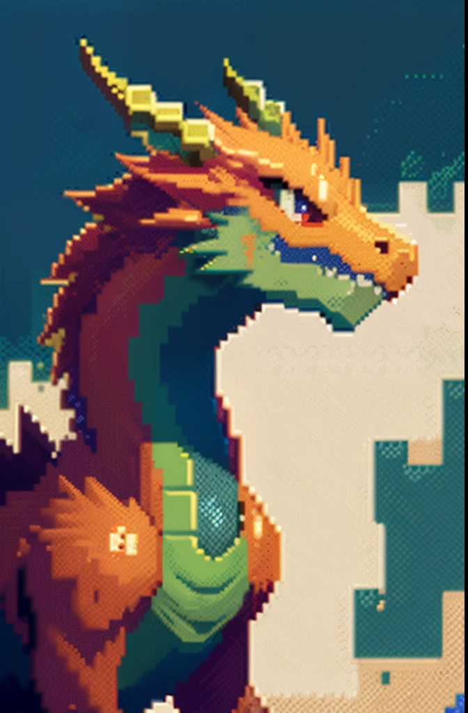 Close-up of pixel image of dragon, Dragon pixel art, 1 0 0 0 x 1 0 0 0 pixel art, pixel art sprite, videogame sprite, high quality pixel art, Pixel art vintage Digimon bitmap, For red and blue Digimon, Pixel eh, 32-bit pixel art, vintage art, pixel art 8 - bit, pixelart style