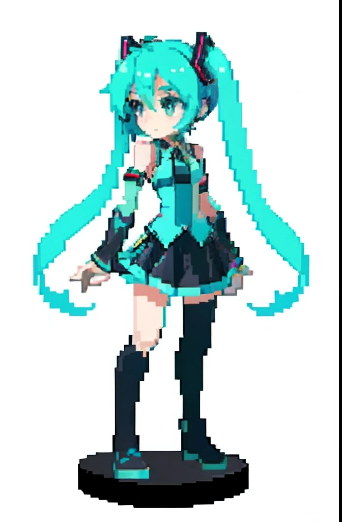 (masterpiece, top quality, best quality), pixel,pixel art,1girl, hatsune miku,full body,