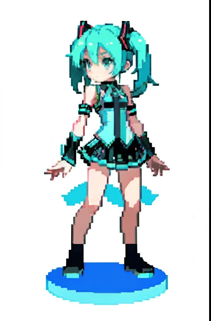 (masterpiece, top quality, best quality), pixel,pixel art,1girl, hatsune miku,full body,
