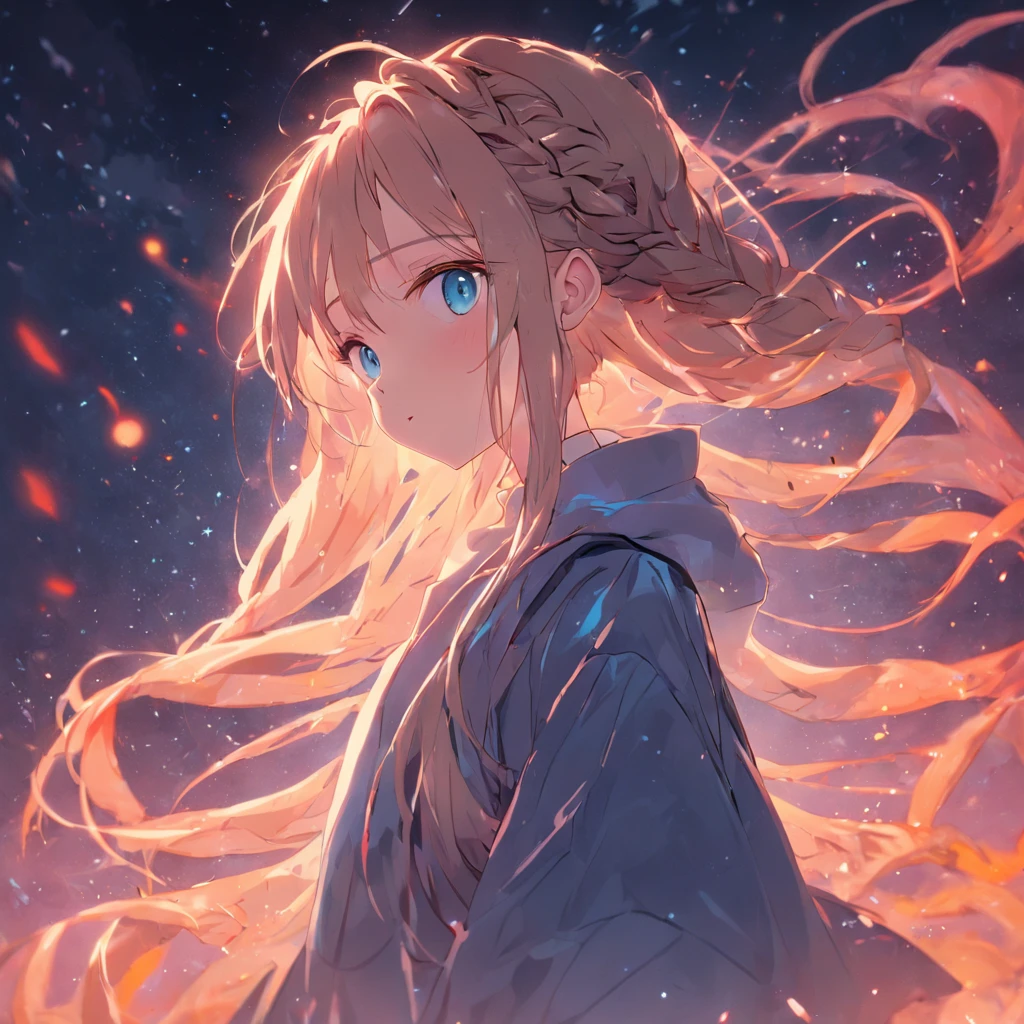 girl with，long braid，The upper part of the body，skirt by the,Blue eyes，nood，tmasterpiece, scientist, Manteau blanc