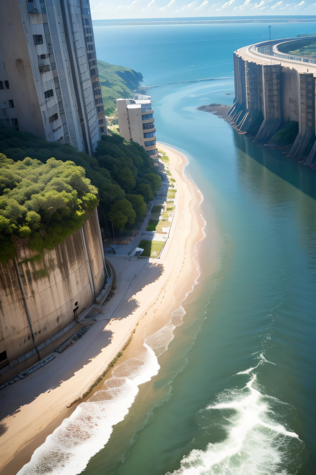 Abajo, wide view of the sea and above Rivers. De fondo industrias, that discharge pollutants into water bodies through pipes