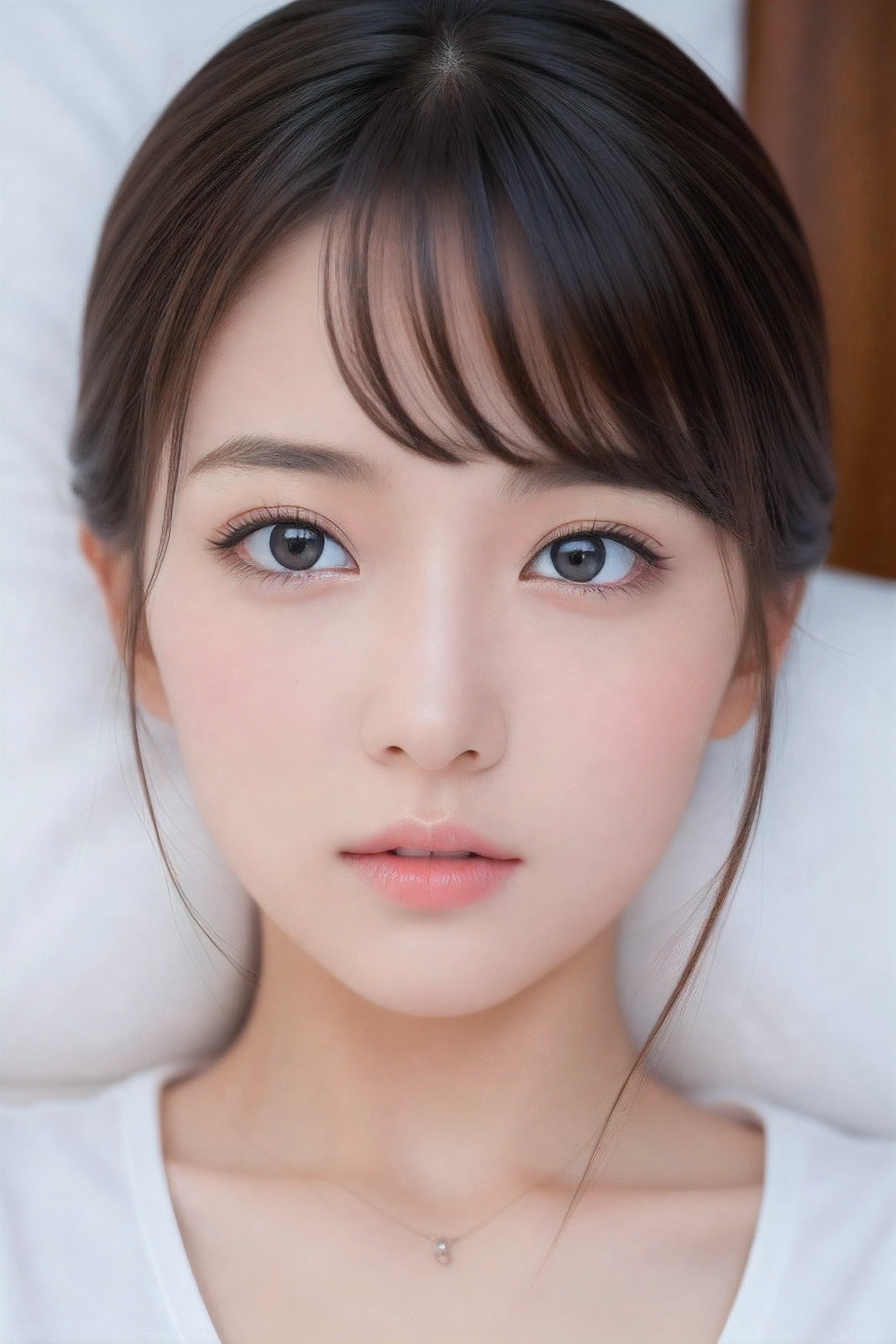 beautiful detailed girl, very detailed eyes and face, beautiful detailed eyes, Japanese, sitting on bed