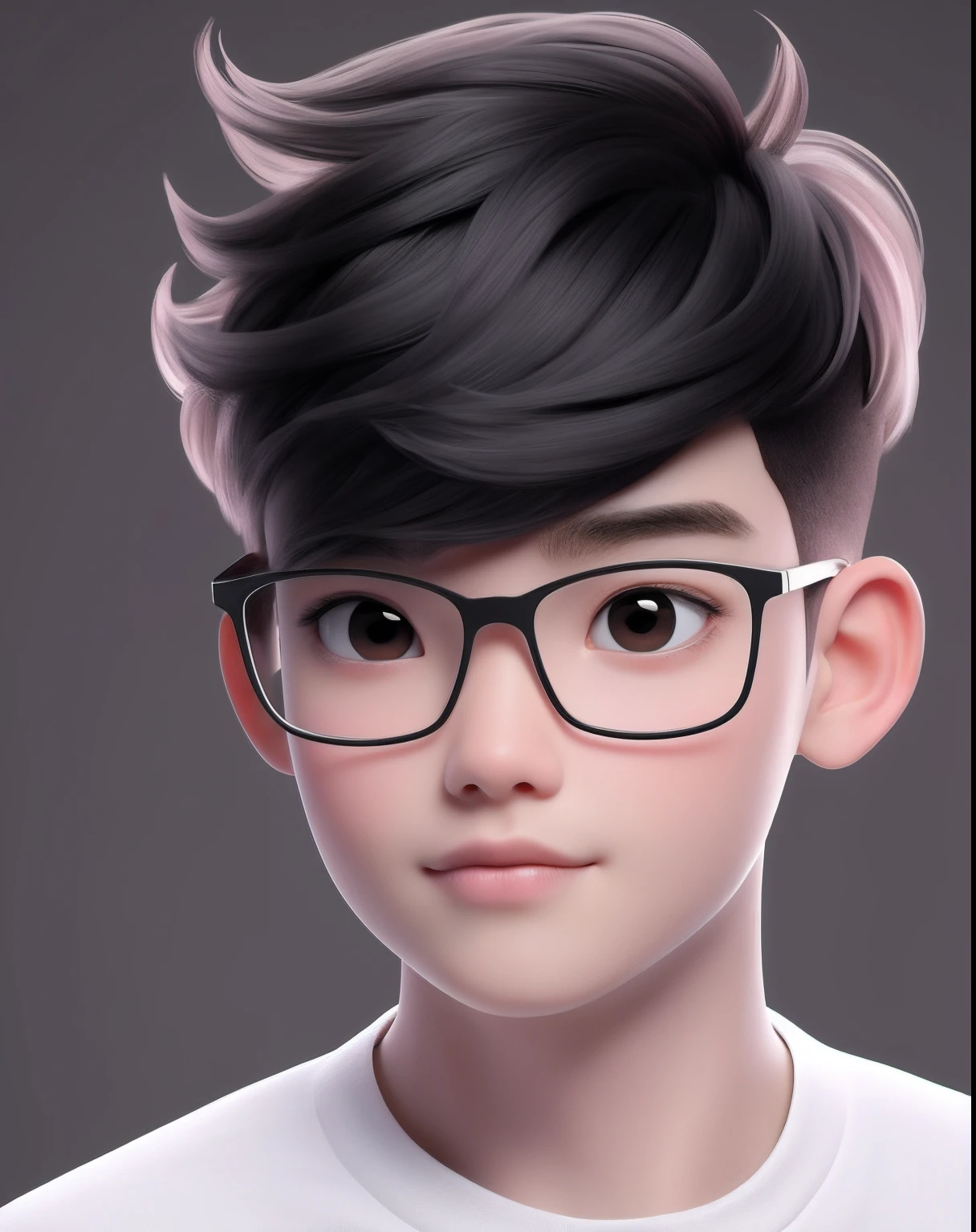 best quality, animated_portrait,1boy, solo, looking at viewer, short hair, bangs, simple background, shirt, black hair, brown eyes glasses, closed mouth, white shirt student, lips ,