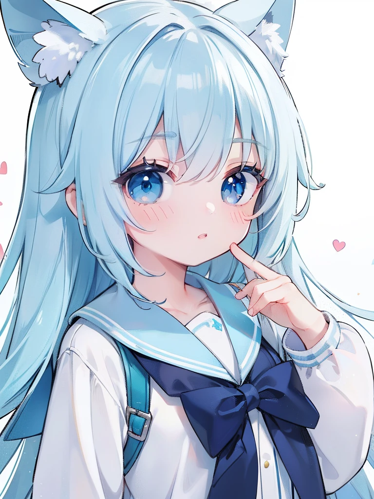 Extremely detailed CG unified 8K wallpaper, very fine 8KCG wallpaper, absurderes,Lori ,Best quality ,ultra - detailed ,Beautiful face ,tmasterpiece、Head-to-waist display、A girl stands、top-quality(tmasterpiece), top-quality, 1girl in, lightblue hair、twosideup、Light blue sailor suit and light blue cardigan、Light blue ribbon、light blue eyes、kawaii