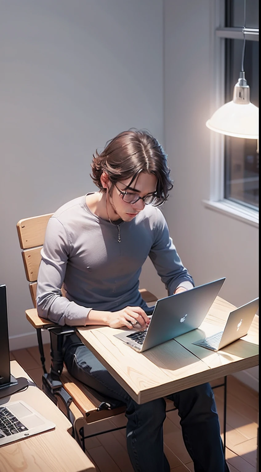 Young man taking a computer from someone else's hand