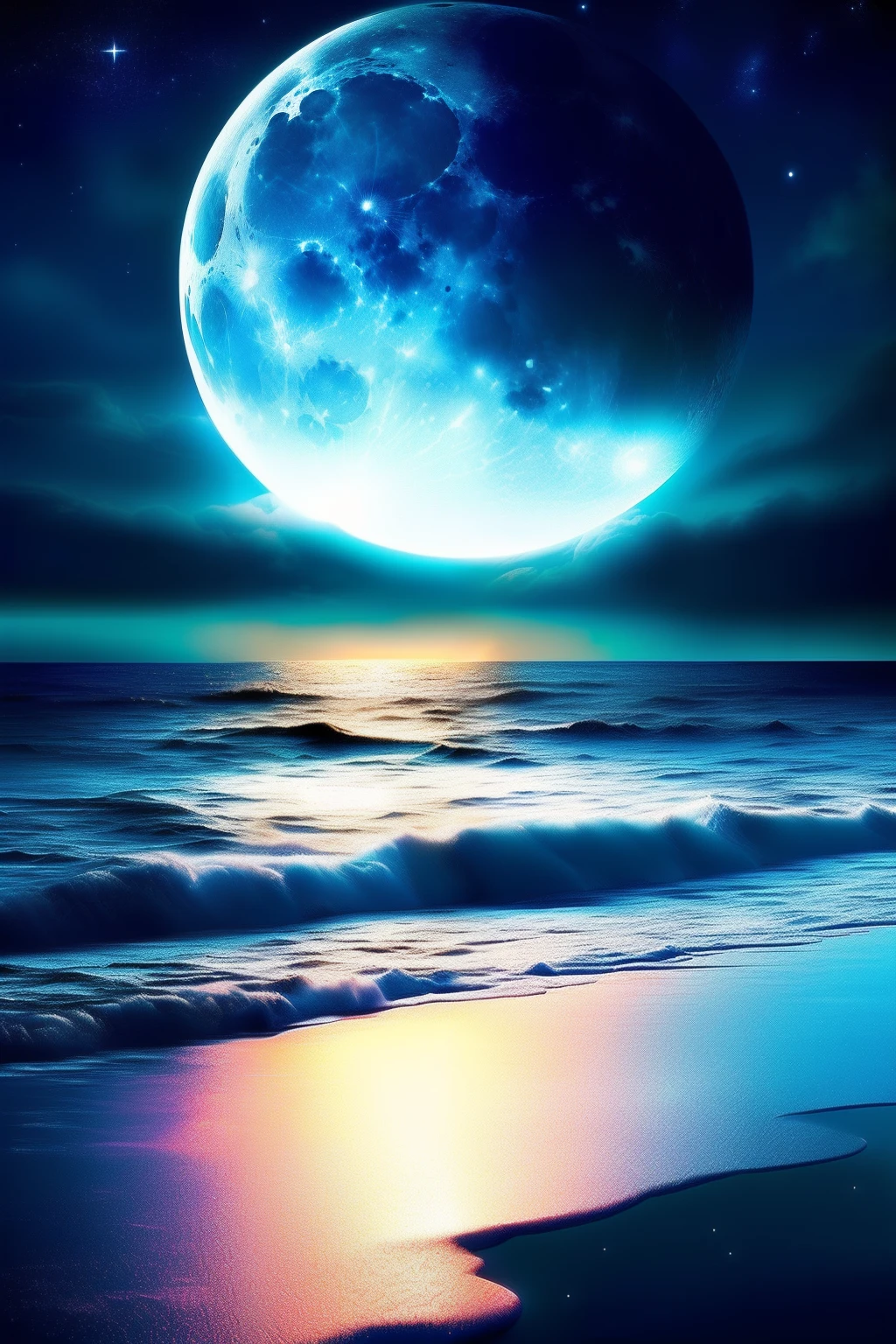 moonlit ocean, Moonlight background, moonlit backdrop, fantasy sea landscape, background artwork, night sea, beautiful moon light, beautiful moonlight night, dramatic moonlight, Moonlight, calm evening. Digital illustration, big moon above the water, Moonlight night, night time moonlight, sandy white moon landscape, Moonlit Night, blueish moonlight