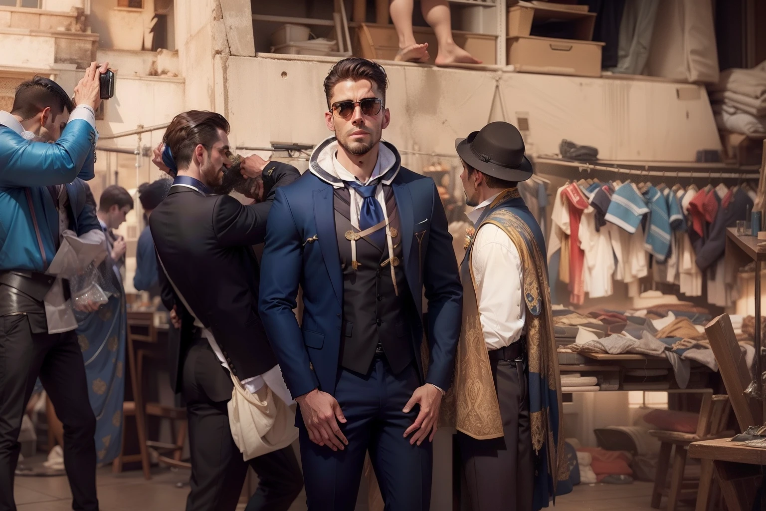 Handsome suit change