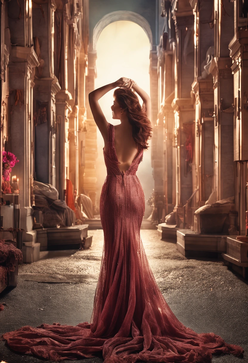 foto de Selena Gomez, cabelo bonito da mulher updo upsweep, red head, deitado na cama (pernas espalhadas), (corpo inteiro: 1.3), figura sexy, (peitos grandes: 1.3), (see through the dress), (obra-prima) (melhor qualidade) (detalhado) (8k) (HDR) (papel de parede) (cinematic lighthing) (foco nítido) (intrincado)