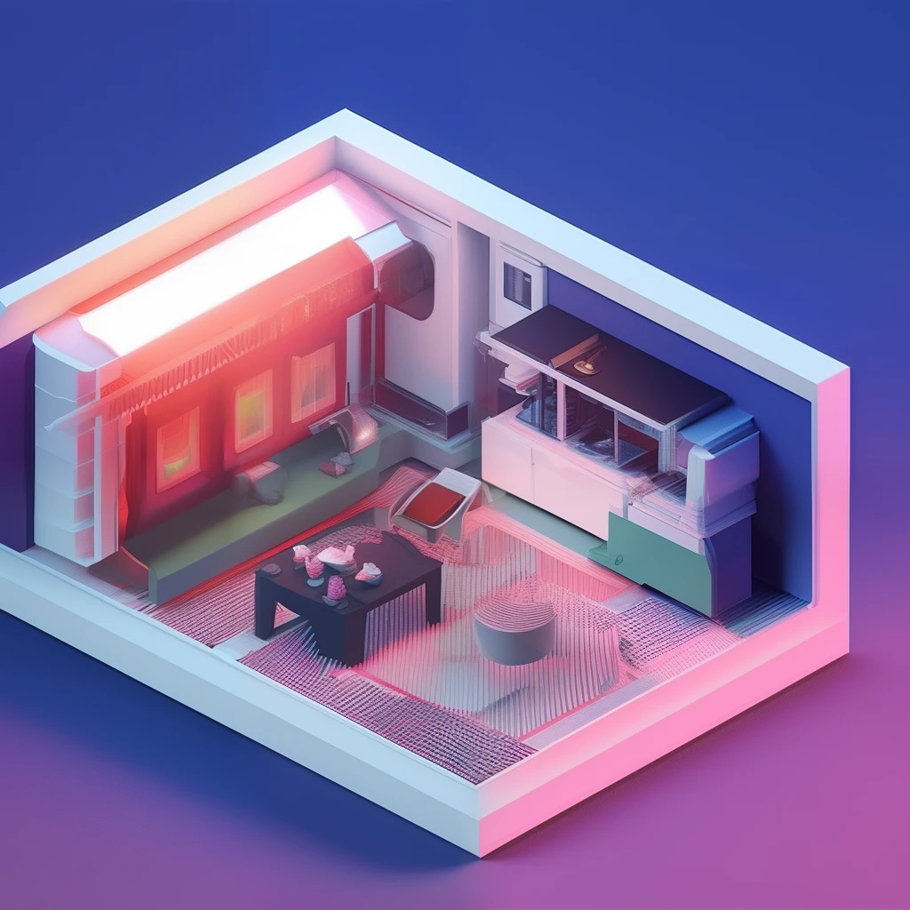 Duska Metrik isometric section of a 1980s vapor wave poster Film lighting bokeh steam wave elements Incredible detail Duska Metrik