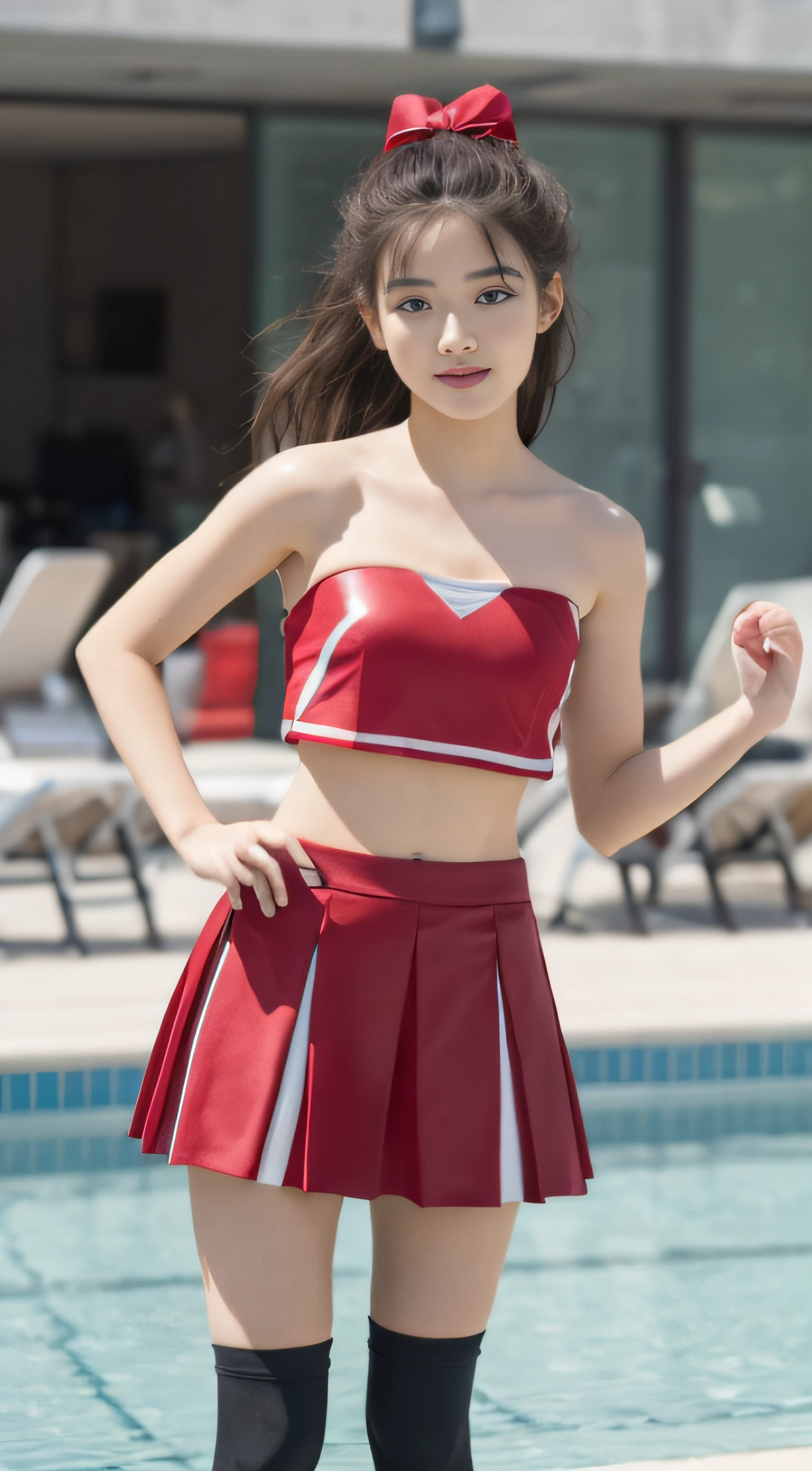 Kasumi, brown eyes, (best quality, ultra-detailed), (realistic:1.37), beautiful and detailed face, ultra-realistic texture, delicate face, delicate body, red lipstick, bright colors. High definition, 8K, well defined legs
