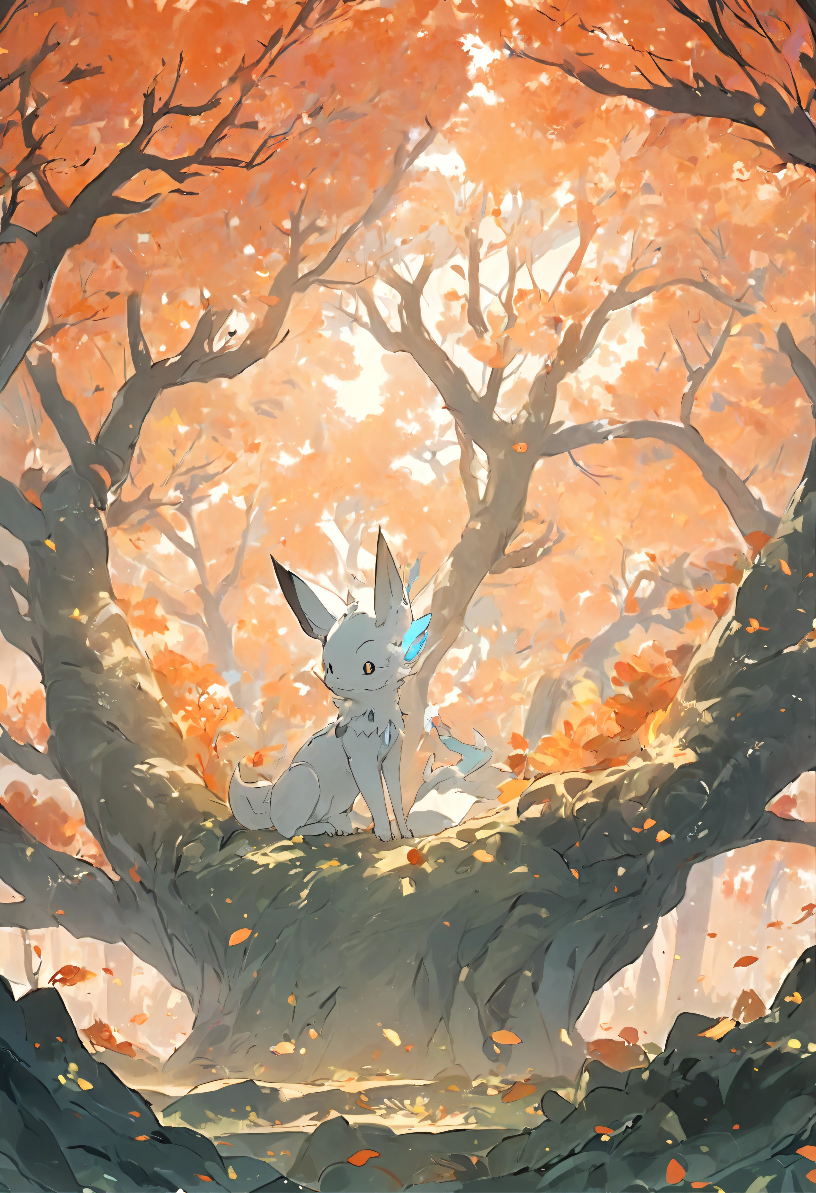 Pokémon, Virtual creatures like trees, Preencha o fundo com branco, Q version, fofo, surreal, pintura fresca