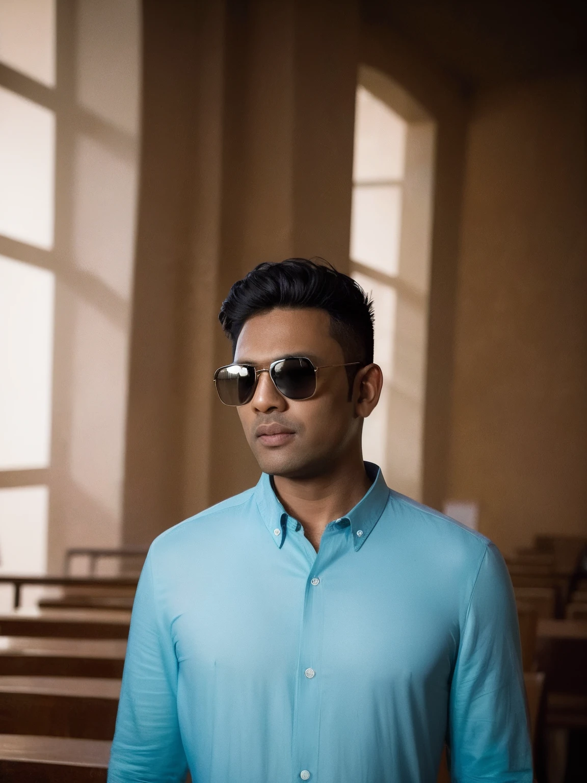 there is a man wearing sunglasses standing in a room, with accurate face, with sunglass, with a cool pose, shot on nikon z9, with sunglasses, candid picture, with kind face, photo taken with sony a7r camera, taken with sony alpha 9, jayison devadas, photo taken with canon 5d, with lovely look, portrait shot 8 k