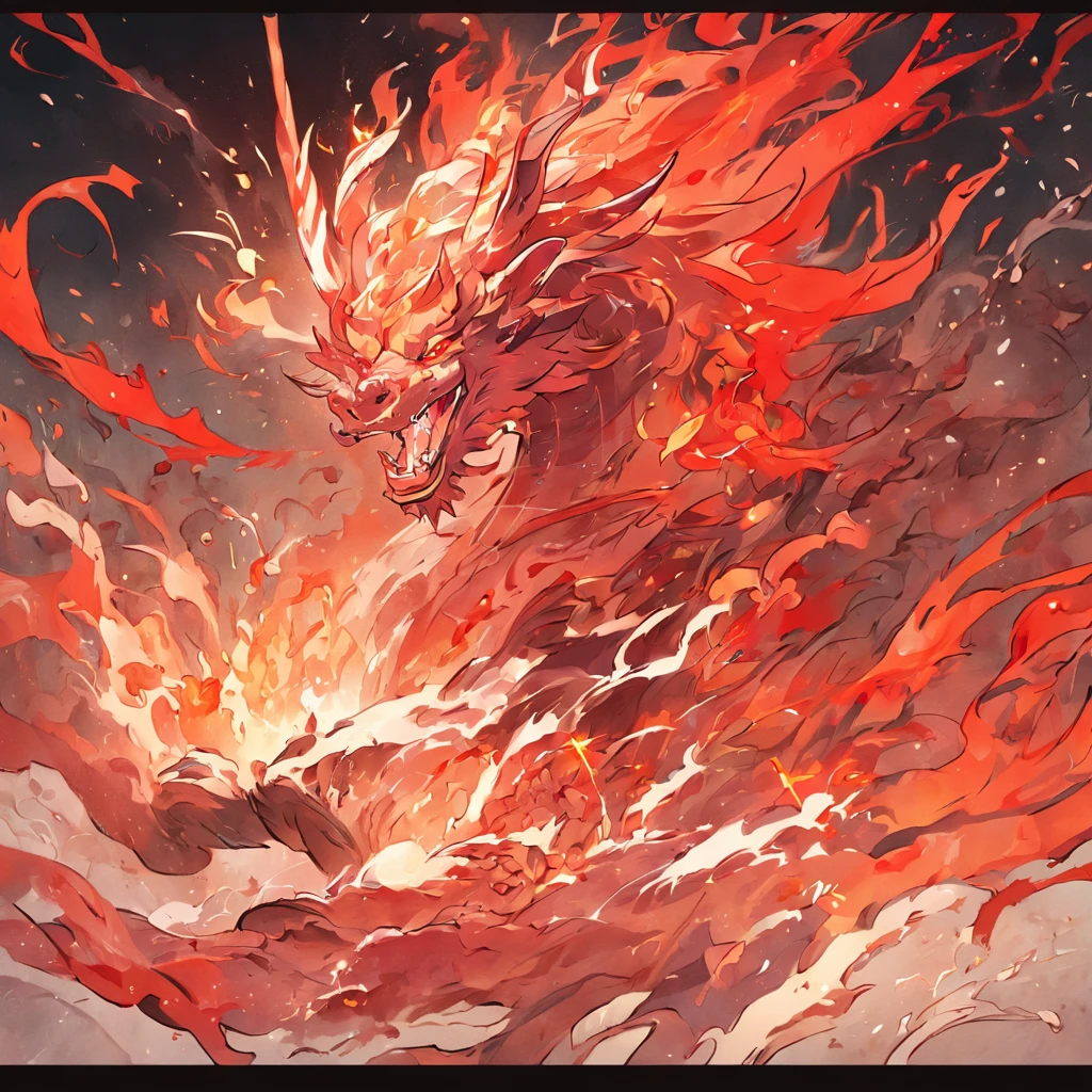 (White background:1.4),( Red unicorn,Spitting fire in the mouth,Oriental elements),(Chinese illustration:1.3,water ink:1.3, The art of Chinese painting:1.2),( reasonable design, Clear lines, High sharpness,Best quality, Very detailed, Masterpiece, movie light effect, 4K )