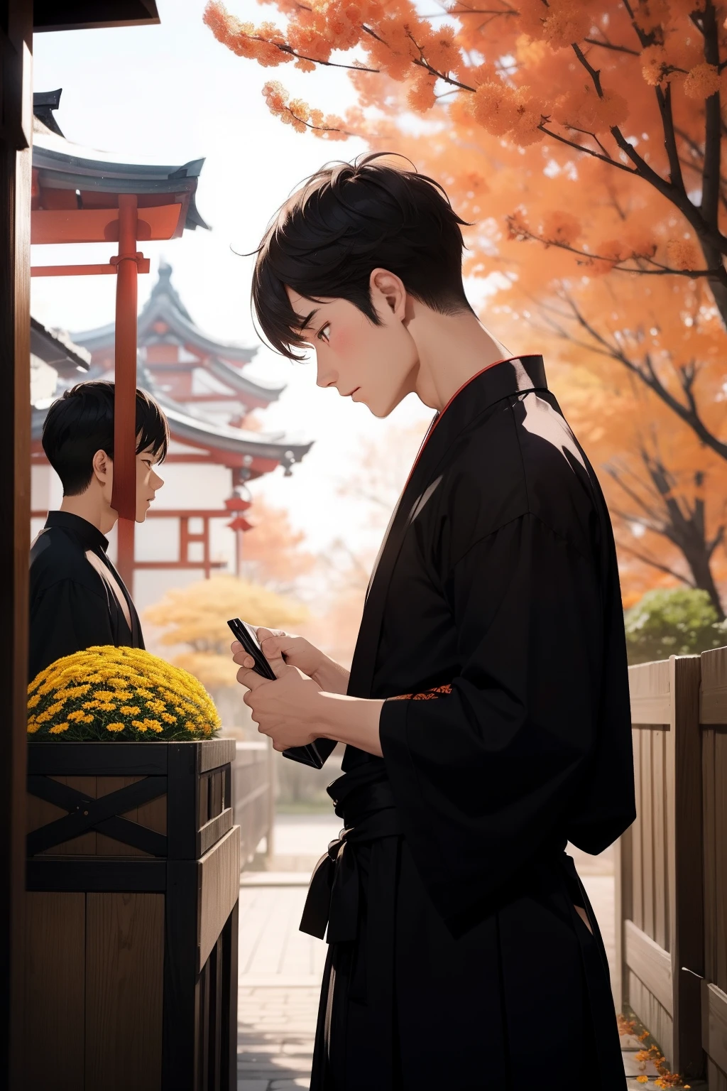 male people twinks {{ember}} samurais Hakama shrines With chrysanthemums