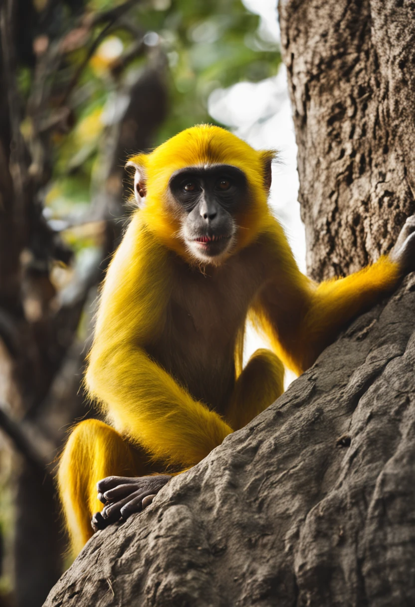 animal macaco com cor amarelo asas, vale, por do sol, adulto, raiva, rage, guerreiro