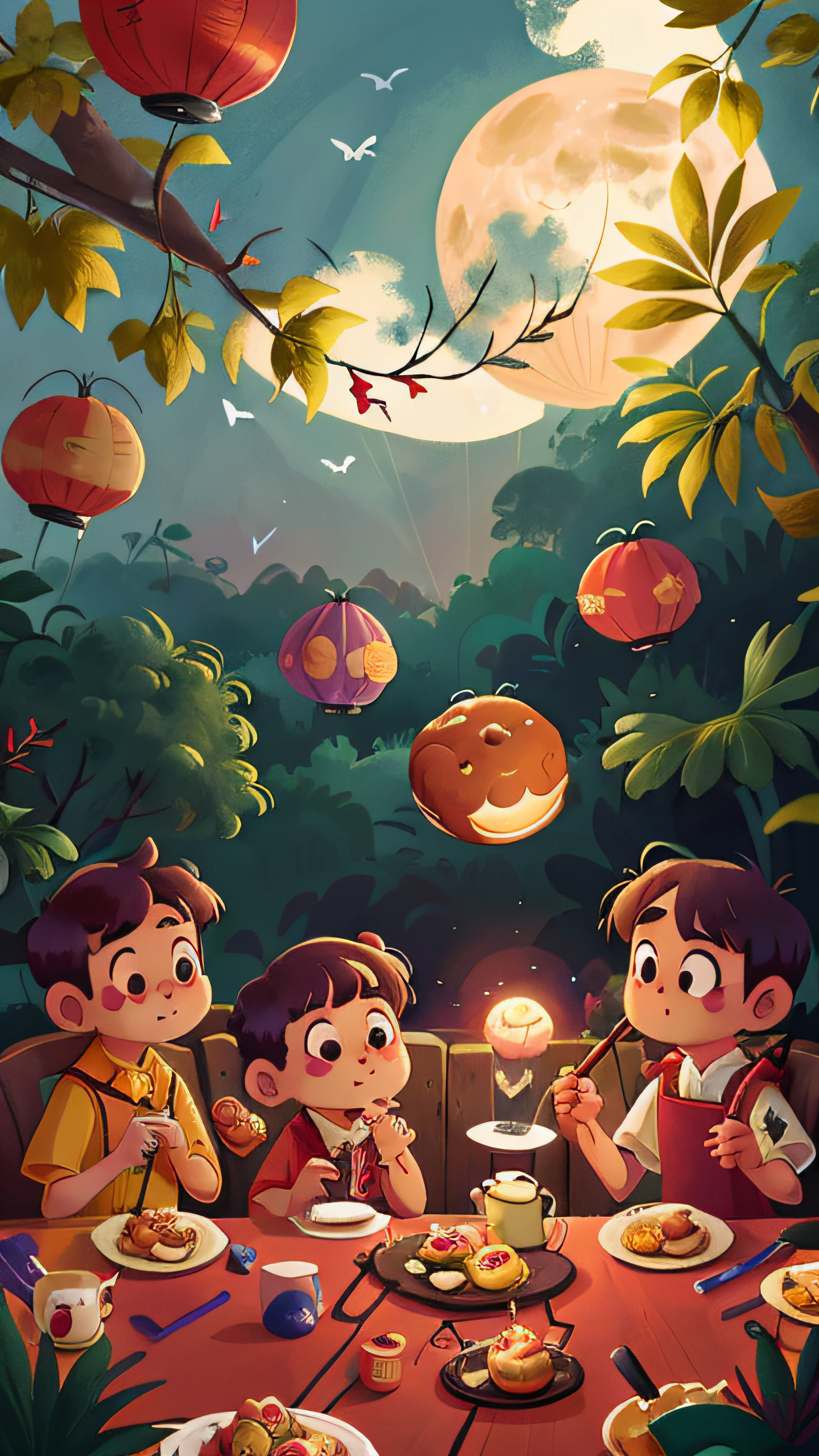 Mid-Autumn Festival,Moon,Have a reunion meal,Moon cake,edgBunny