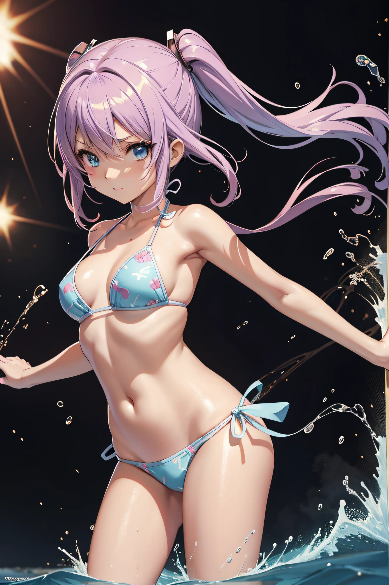 Anime, Anime style, nffsw, retinas, masutepiece, ccurate, Anatomically correct, Textured skin, Super Detail, high details, High quality, awardwinning, Best Quality, hight resolution,Anime girls in bikini, Lori, Seductive Anime Girl, pixiv, realistic bikini, splash art anime loli, attire: bikini of, Pixiv Contest Winner, (Anime Girl), In pixiv, anime moe art style, Cute anime girl, small curvy loli, pixiv 3dcg, swim wears, Smooth Anime CG Art