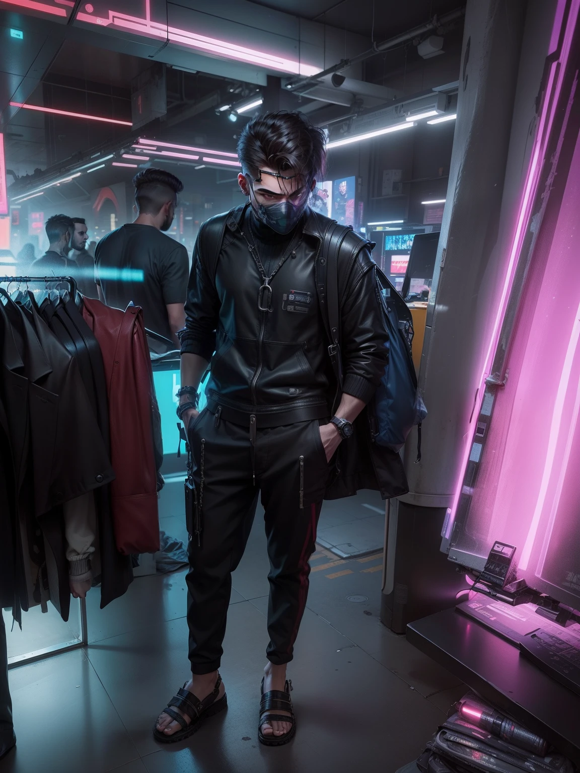 Change baground cyberpunk handsome boy, realistic face, 8k, ultra realistic