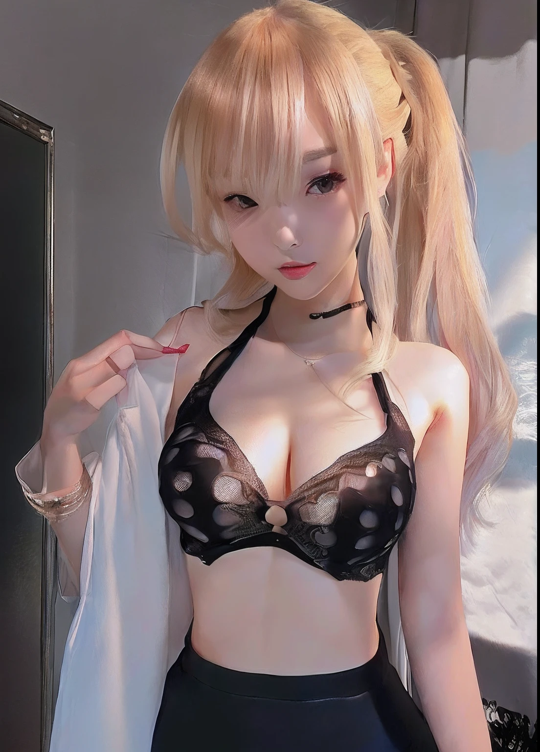 anime girl in a bra top and black skirt posing for a picture, seductive anime girl, attractive anime girl, anime best girl, anime girl, an anime girl, anime waifu, pretty anime girl, female anime character, beautiful anime girl, oppai, ecchi anime style, anime girls, sultry smirk, marin kitagawa fanart, ecchi