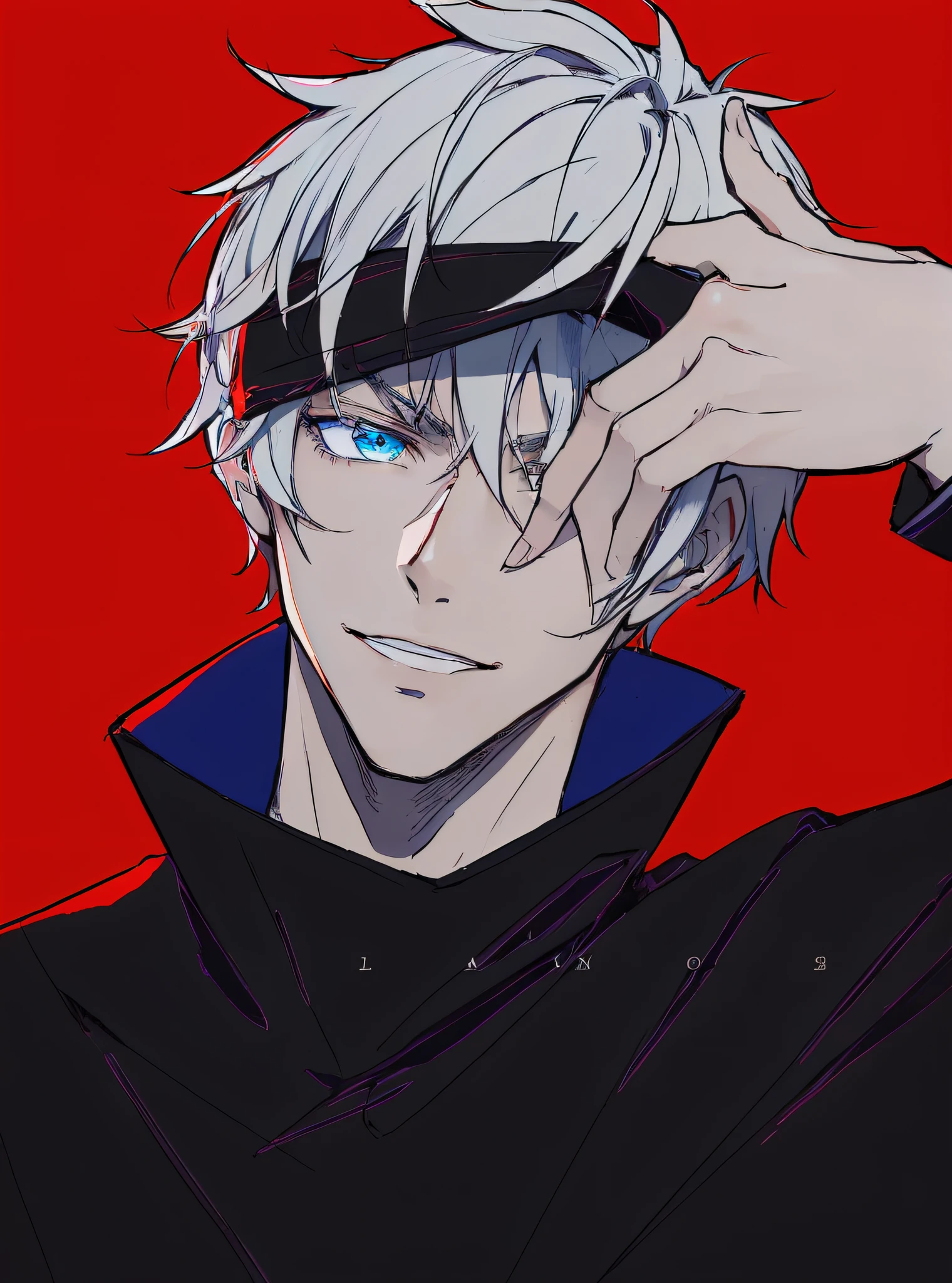 Anime man with white hair and blue eyes, tall anime guy with blue eyes,, 2 d anime style, spear, he has dark grey hairs, zerochan art, white haired, zerochan, Male live-action anime style, male anime character,Anime realistic style