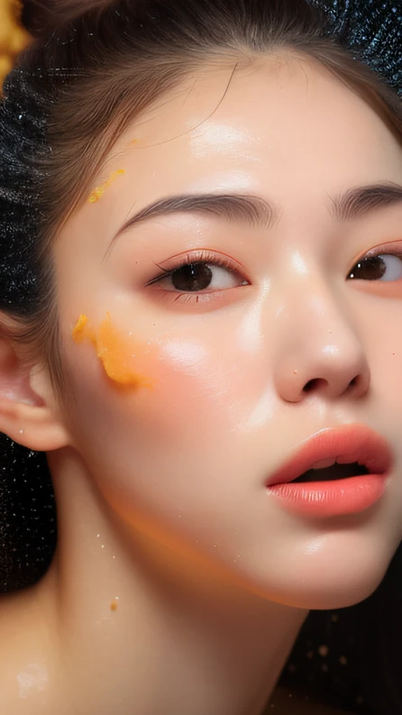 ((top Quority,8K,tmasterpiece:1.3)),Contemptuous women(hot onsen),perspired,Water droplets on the forehead of the face,exteriors,background urban cityscape,Overhead,Sharp focus:1.2,cute women:1.4,((Layered Hair Style)),(Contemptuous contemptive),very detailed face and skin and hair texture,Knotted brunette hair,Moist textured hair,Moist body,Detailed eyes, Contemptuous contemptive,White skin of the,Beautiful legs, beautiful delicate nose,cute young woman,18yr old,dynamic angle,Deleite para la vista,Compositional suggestiveness,while emphasizing the subject's hair,The eye,Mouth and movements,At the same time, It exudes contemptuous sentiments,It is characterized by calming tones and a mixture of light and shadow,Contemptuous contemptive