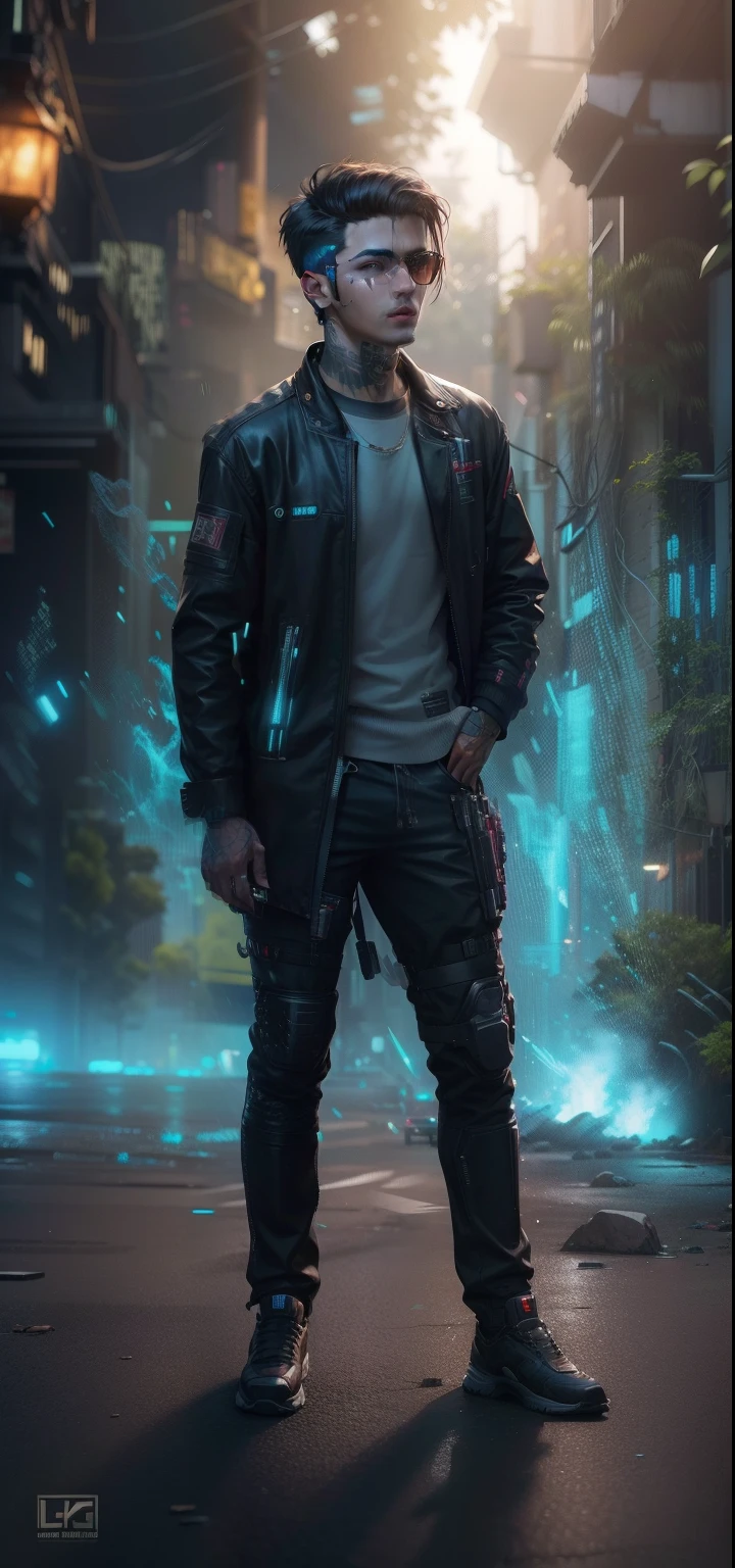 change background cyberpunk handsome boy realistic Ultra 8k realistic