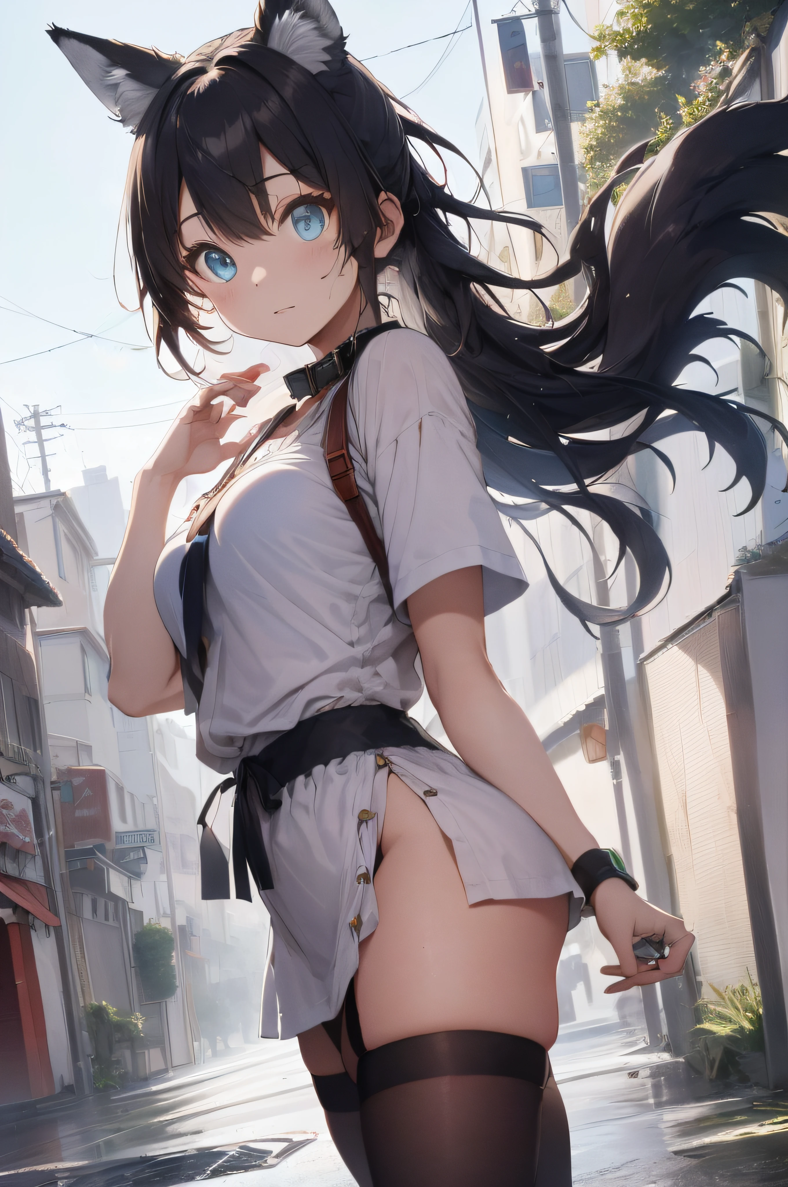 Focus on the person. We create and express the best shining composition of the person. ((Masterpiece)), (highest quality), ((Ultra detail)), (Ultra realistic), (Highly detailed CG illustrations), (Very delicate and beautiful), Girls as masterpieces
BREAK
(((A tail grows from her hip, fox ears, fox tail, wet orange hair, blue eyes, collar, face close up, wet hair, wet, hot, intimate, gorgeos,traced light, high details,digtal art, night, in love,blushing, insecure, cute, sensual, shadows, contrast, beautiful eyes, gentle, delicate, scalpa, vivid eyes, messy hair)))
BREAK
Use a Sony Alpha 1 Mirrorless Camera with a Sony FE 24-105mm f/4 G OSS lens. Set the ISO sensitivity to 32,000 and the shutter speed to 1/125 second. The image should be framed in such a way that the girl is in the center, with the vast starry sky above and the rolling hills of "Princess Mononoke" in the background. --ar 16:9 --v 5.1 --style raw --q 2 --s 750
