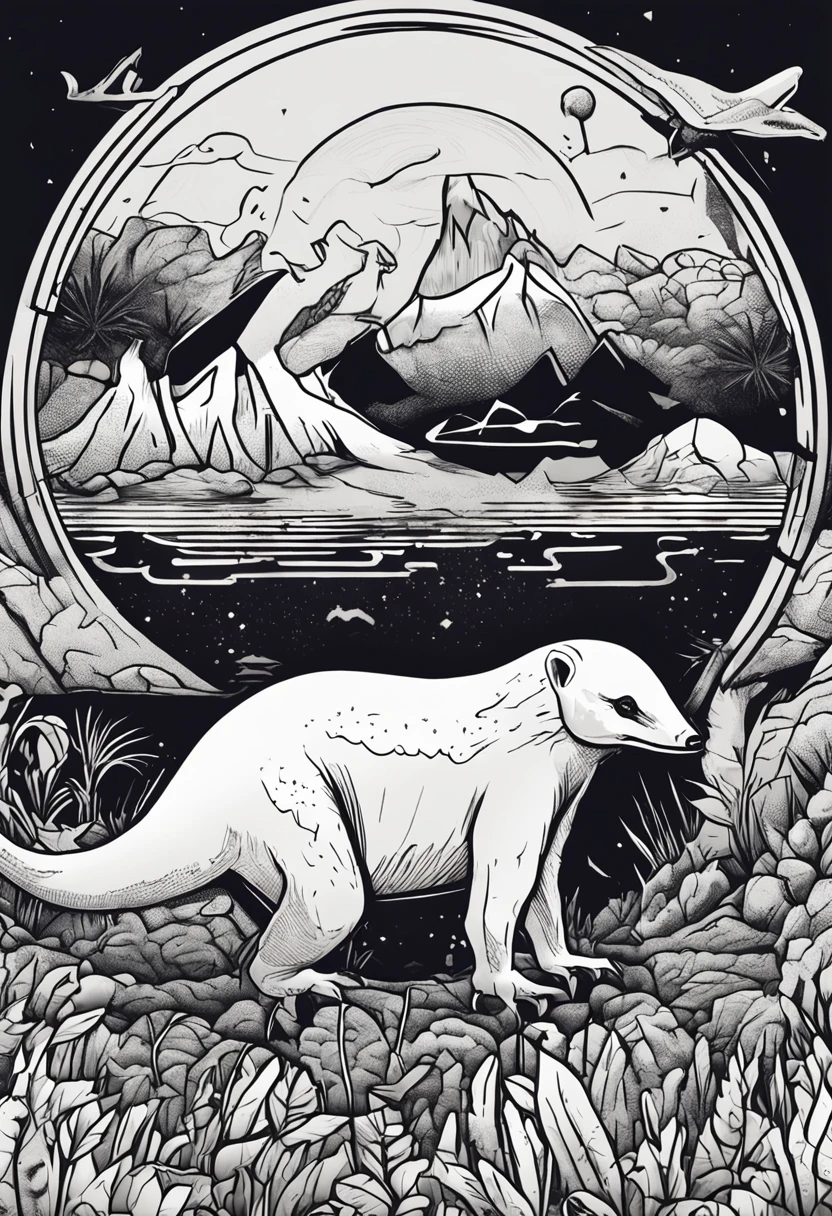 /imagine prompt: anteater illustration for a sticker with a black background, in bold outline style, jagged edges, trashcore, light shading --v 5.2